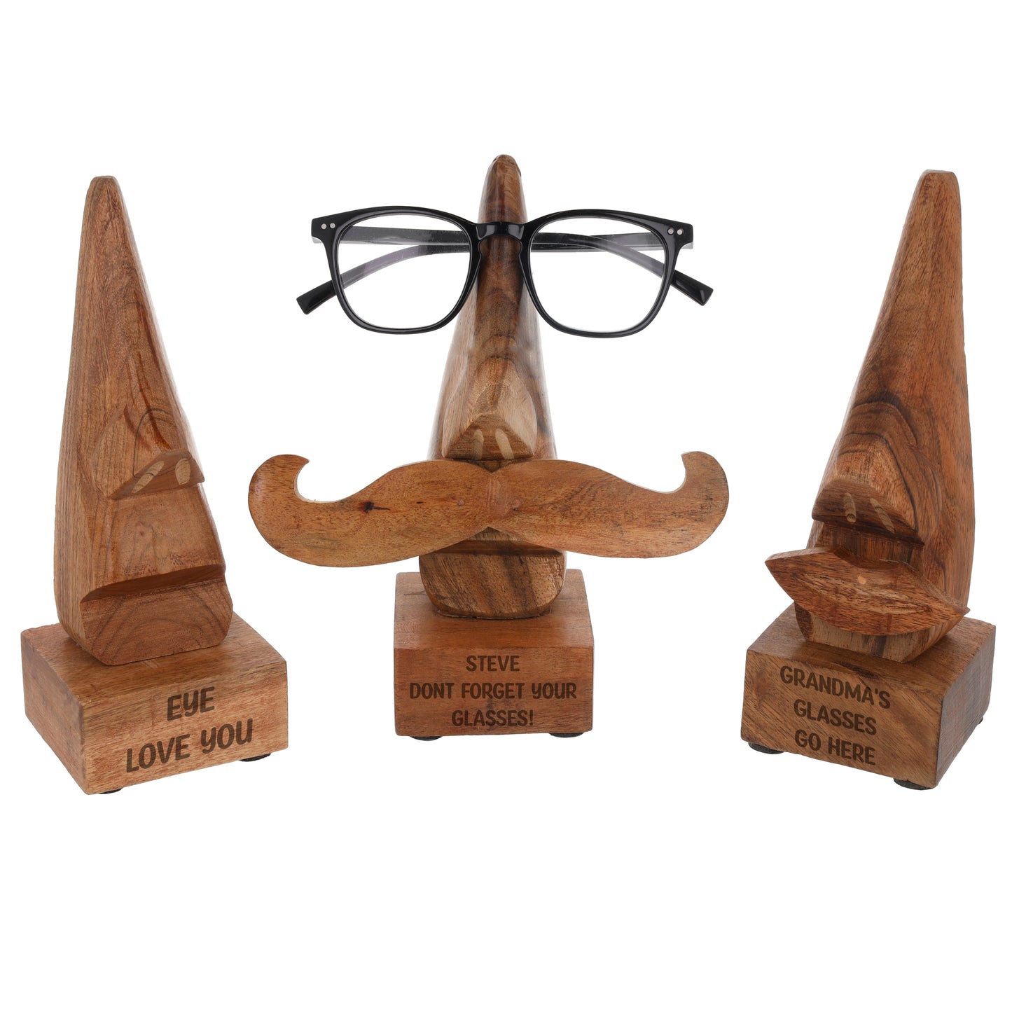 Personalised Engraved Wooden Face Glasses Holder  - Always Looking Good -   