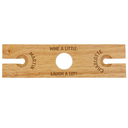 Engraved Personalised "Wine A Little, Laugh A Lot" Wooden 2 Wine Glass Butler Caddy  - Always Looking Good -   