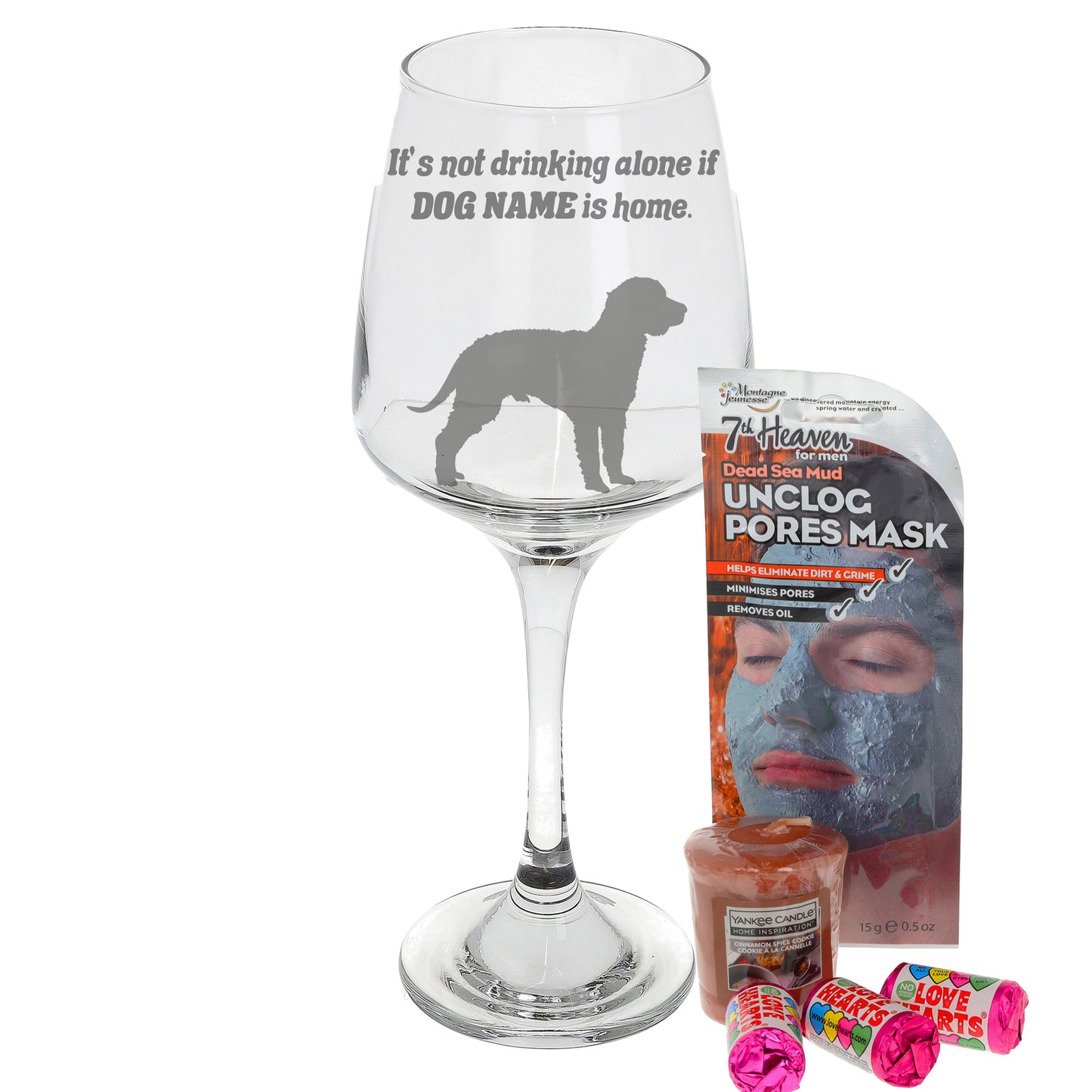 Engraved Personalised Any Dog Breed Wine Glass  - Always Looking Good - Large - Filled with Mens Pamper Products  