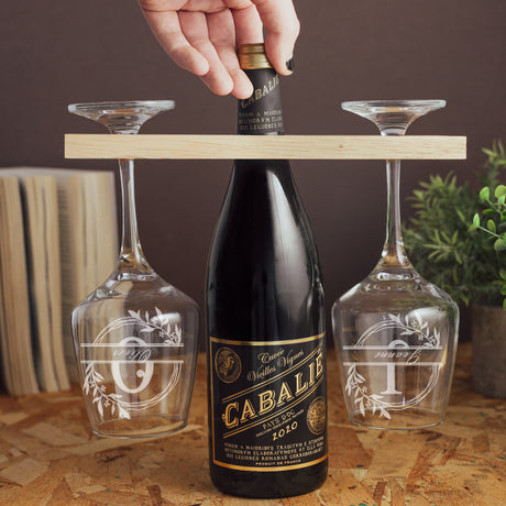 Engraved Personalised "Wine O'Clock" Wooden 2 or 4 Wine Glass Butler Caddy  - Always Looking Good -   