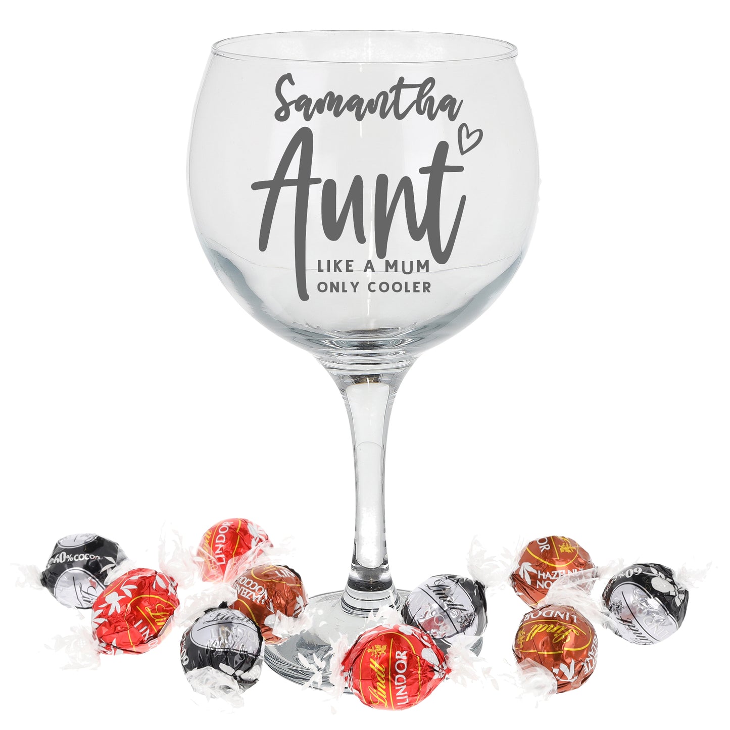 Engraved Personalised Gin Glass Gift for Auntie  - Always Looking Good - Lindt Filled  
