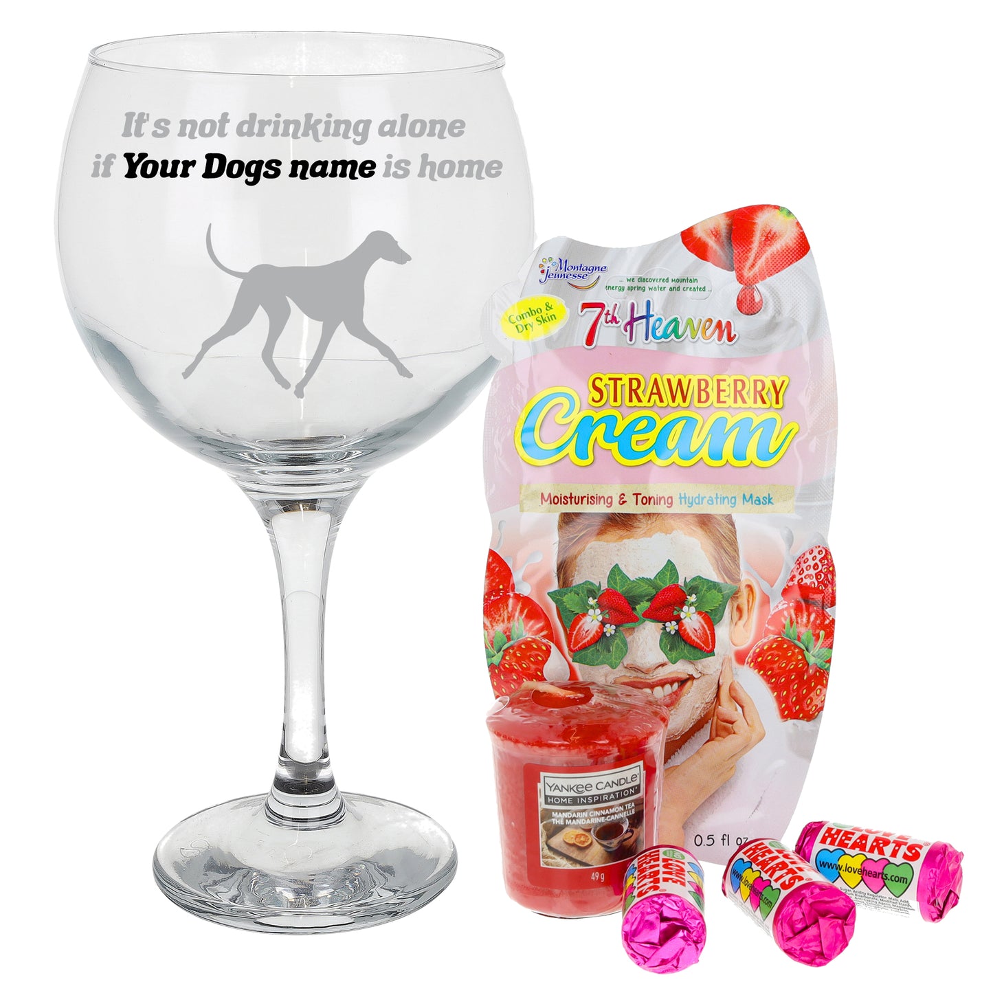 Engraved Personalised Dog Breed Gin Glass  - Always Looking Good - Filled with Ladies Pamper Products  