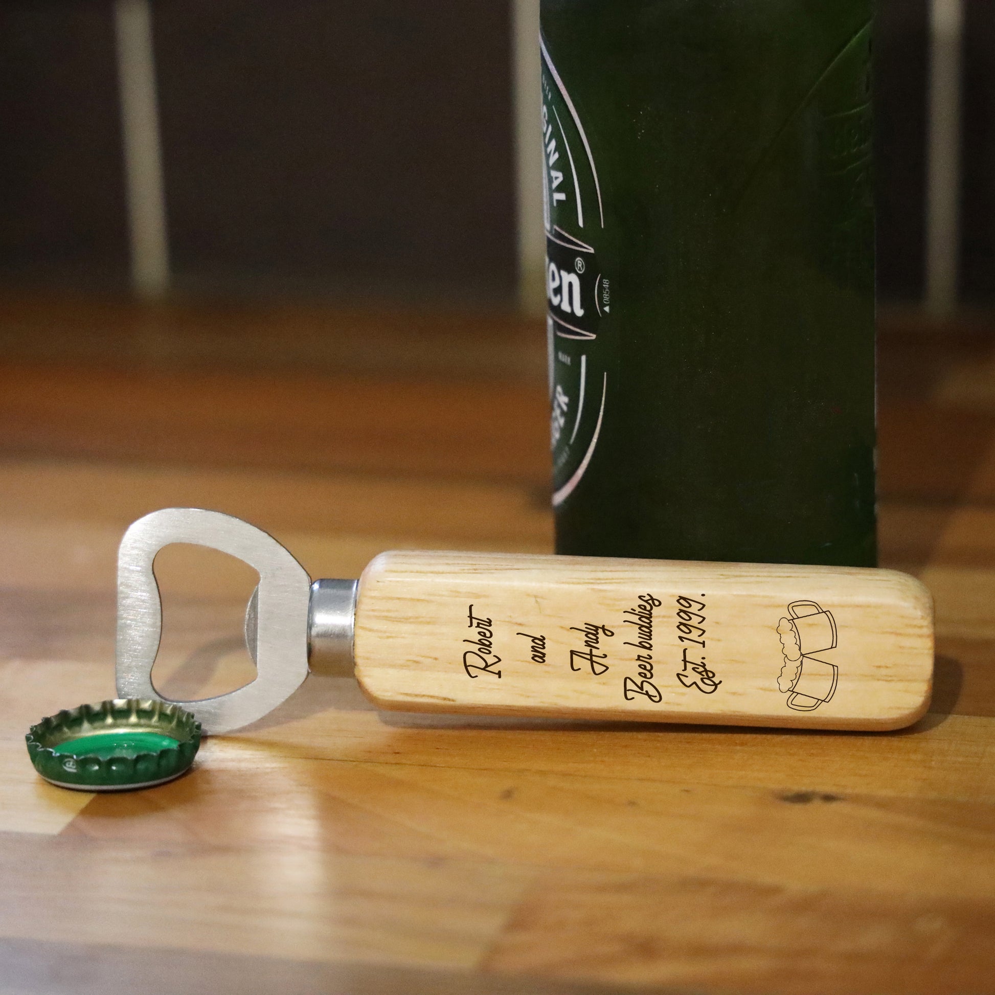 Personalised Engraved Wooden Bottle Opener Beer Buddies Keepsake Gift  - Always Looking Good -   