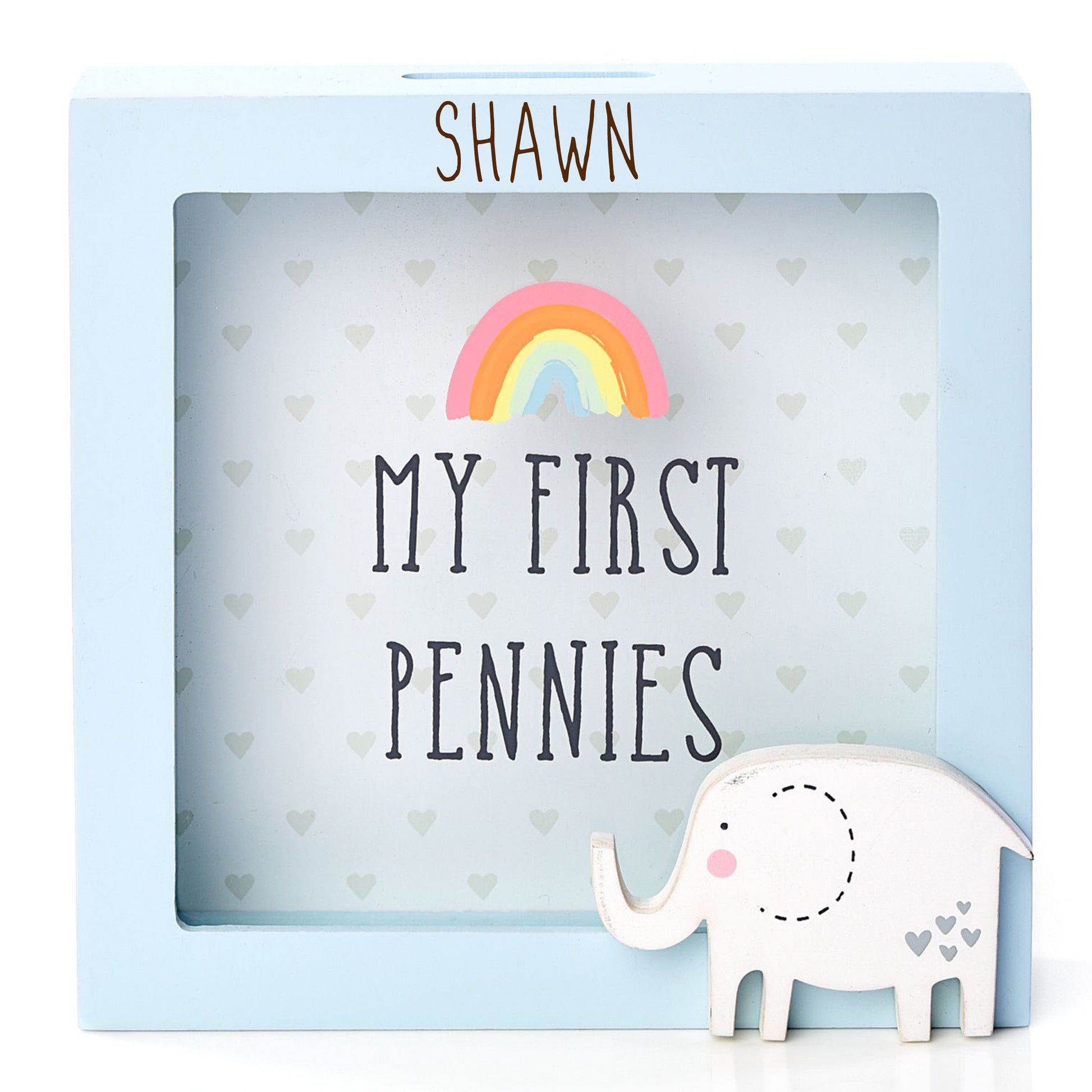 Personalised Engraved Blue Money Box Frame Piggy Bank New Baby Boy Gift  - Always Looking Good -   