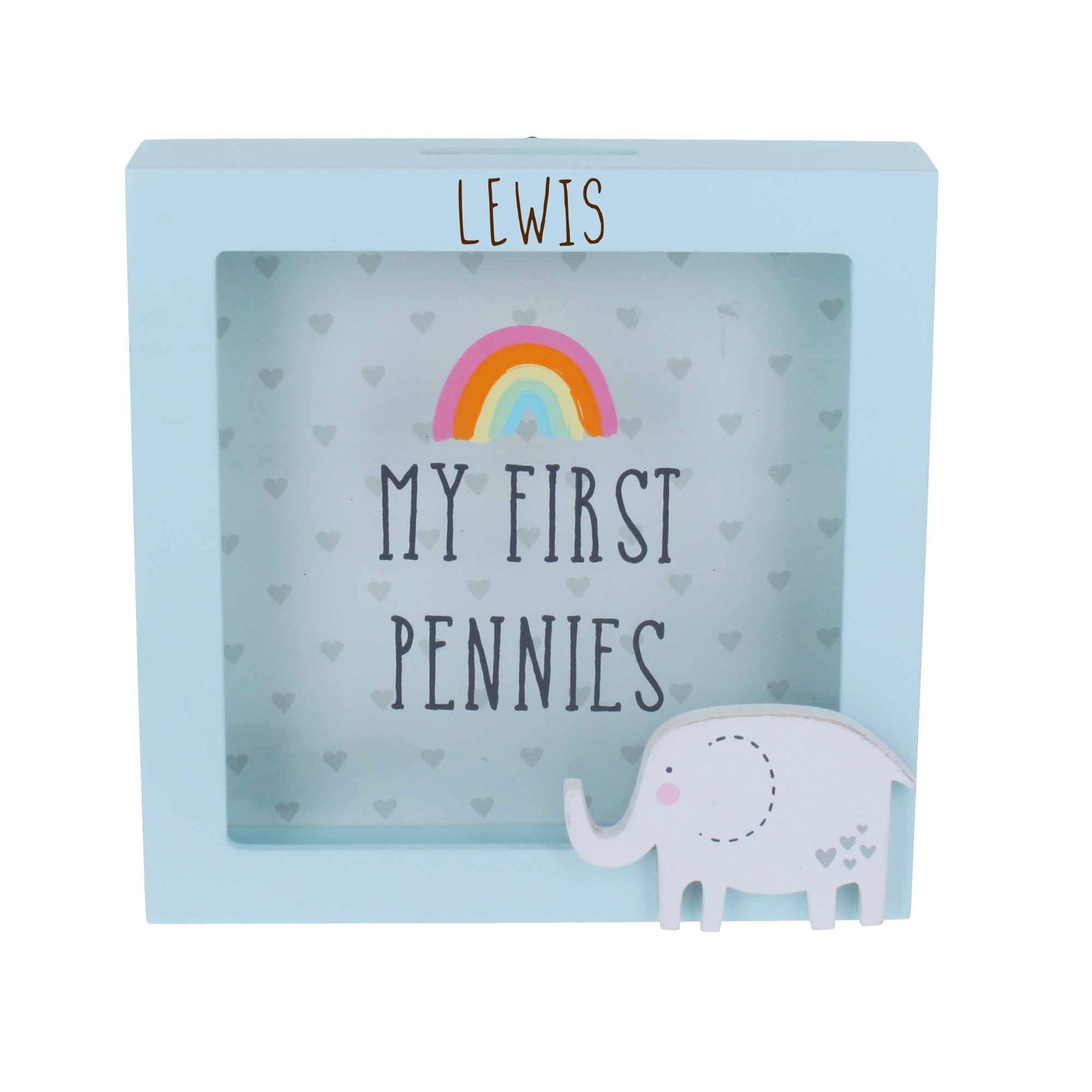 Personalised Engraved Blue Money Box Frame Piggy Bank New Baby Boy Gift  - Always Looking Good -   