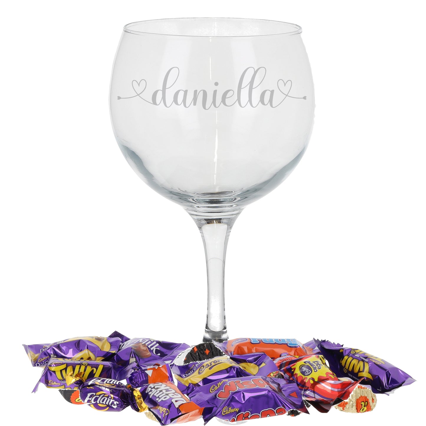 Engraved Personalised Balloon Gin Glass with Heart Design  - Always Looking Good -   