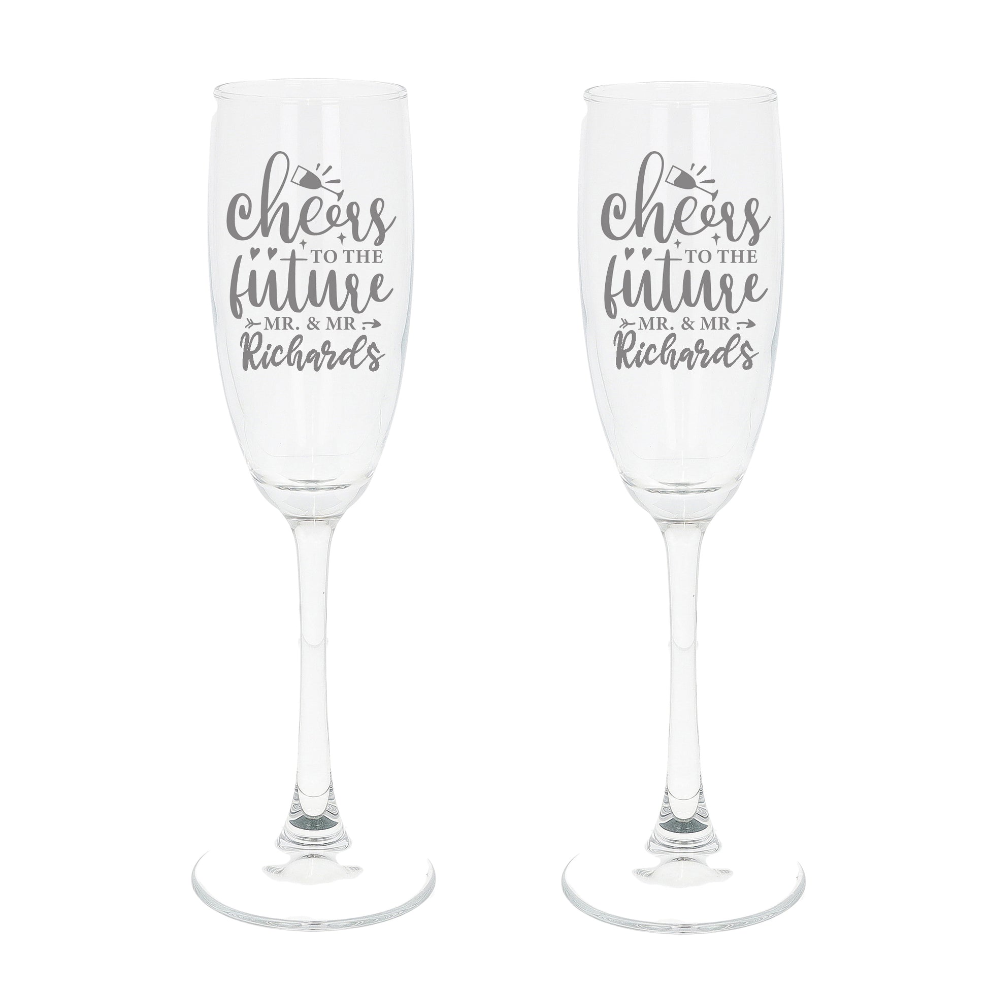 Personalised Engraved Engagement Champagne Flute Glass Set "Future Mrs/Mr"  - Always Looking Good -   