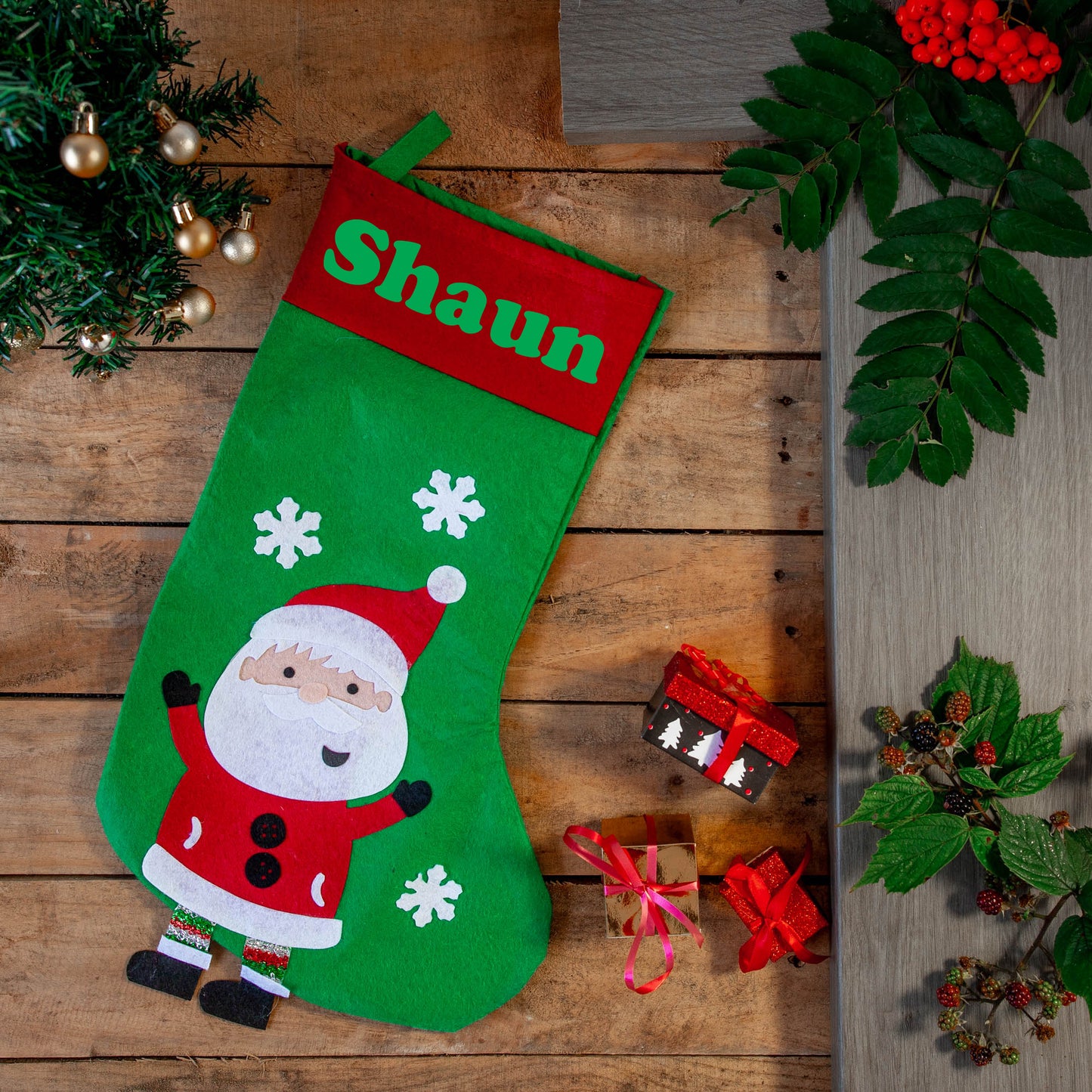 Vinyled Christmas Stocking and Present Sack Personalised with Name Kids Christmas Eve Set  - Always Looking Good -   
