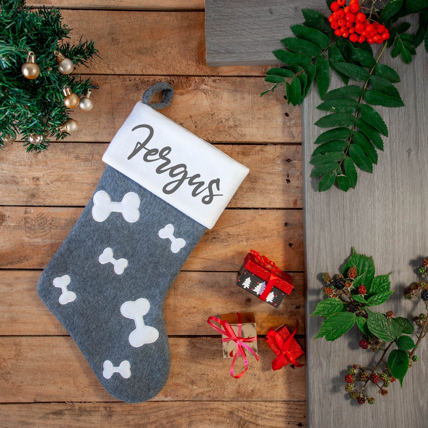 Personalised Embroidered Pet Christmas Stocking  - Always Looking Good -   