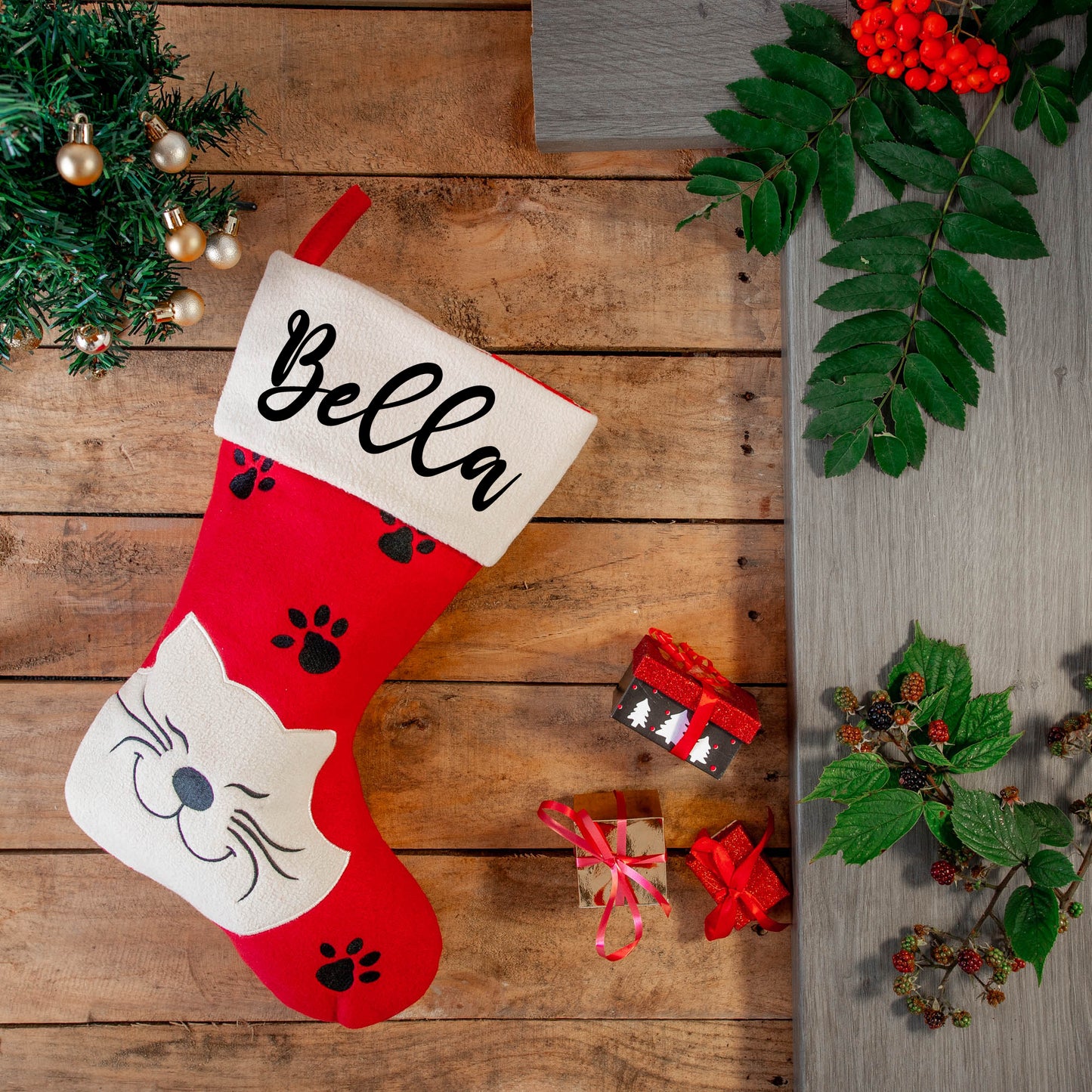 Personalised Embroidered Dog / Cat Christmas Stocking  - Always Looking Good -   