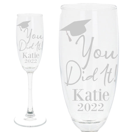 Gift For Graduates - Personalised Graduation Champagne Flute Glass
- Always Looking Good -   