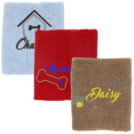 Personalised Dog Towel Pet's Name Embroidered  - Always Looking Good -   