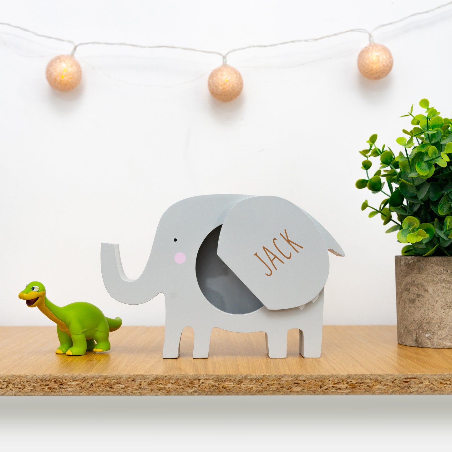 Personalised Engraved Kids Elephant Money Box with Name  - Always Looking Good -   