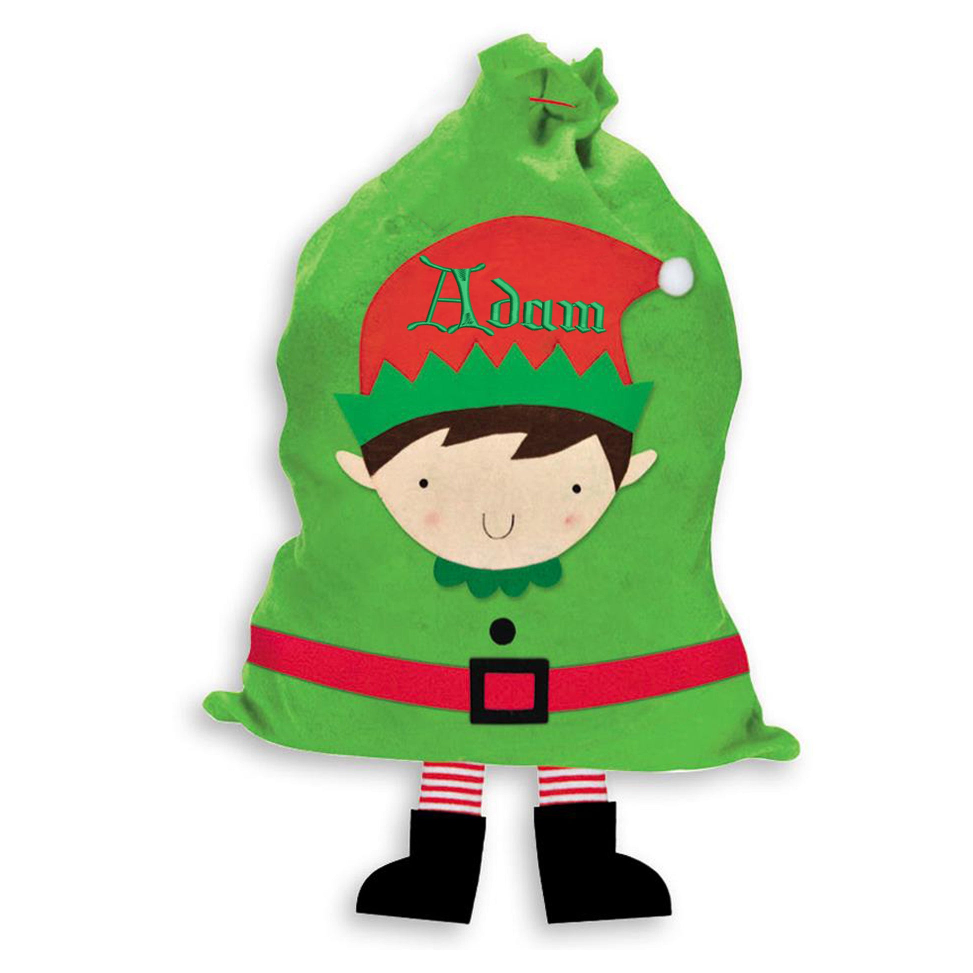 Personalised Embroidered Christmas Jumbo Stocking Sack With Legs Santa Or Elf Design  - Always Looking Good - Elf  