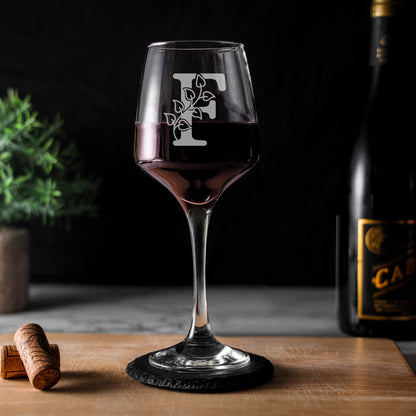 Personalised Engraved Monogram Initial Design Wine Glass and/or Coaster Gift  - Always Looking Good -   