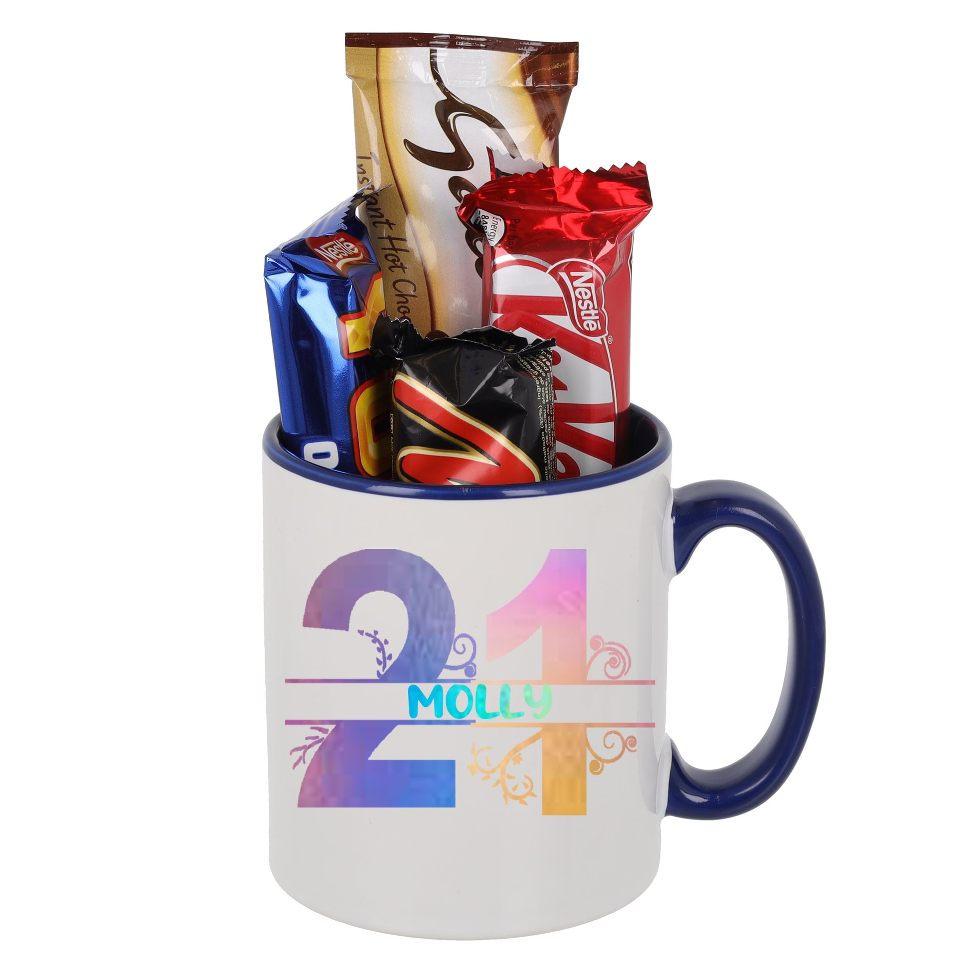 Personalised Filled 21st Birthday Mug  - Always Looking Good - Blue Mug Filled  