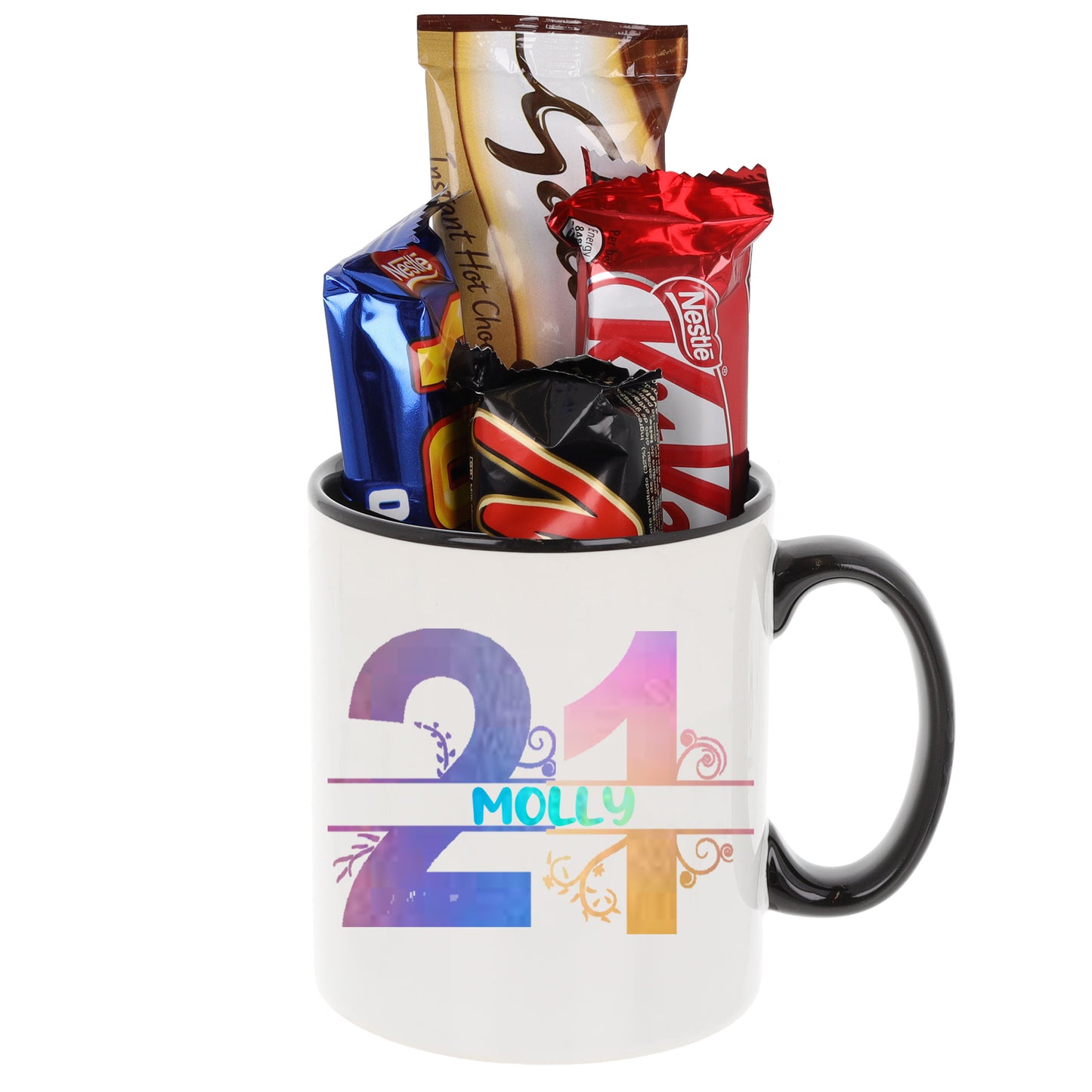Personalised Filled 21st Birthday Mug  - Always Looking Good - Black Mug Filled  