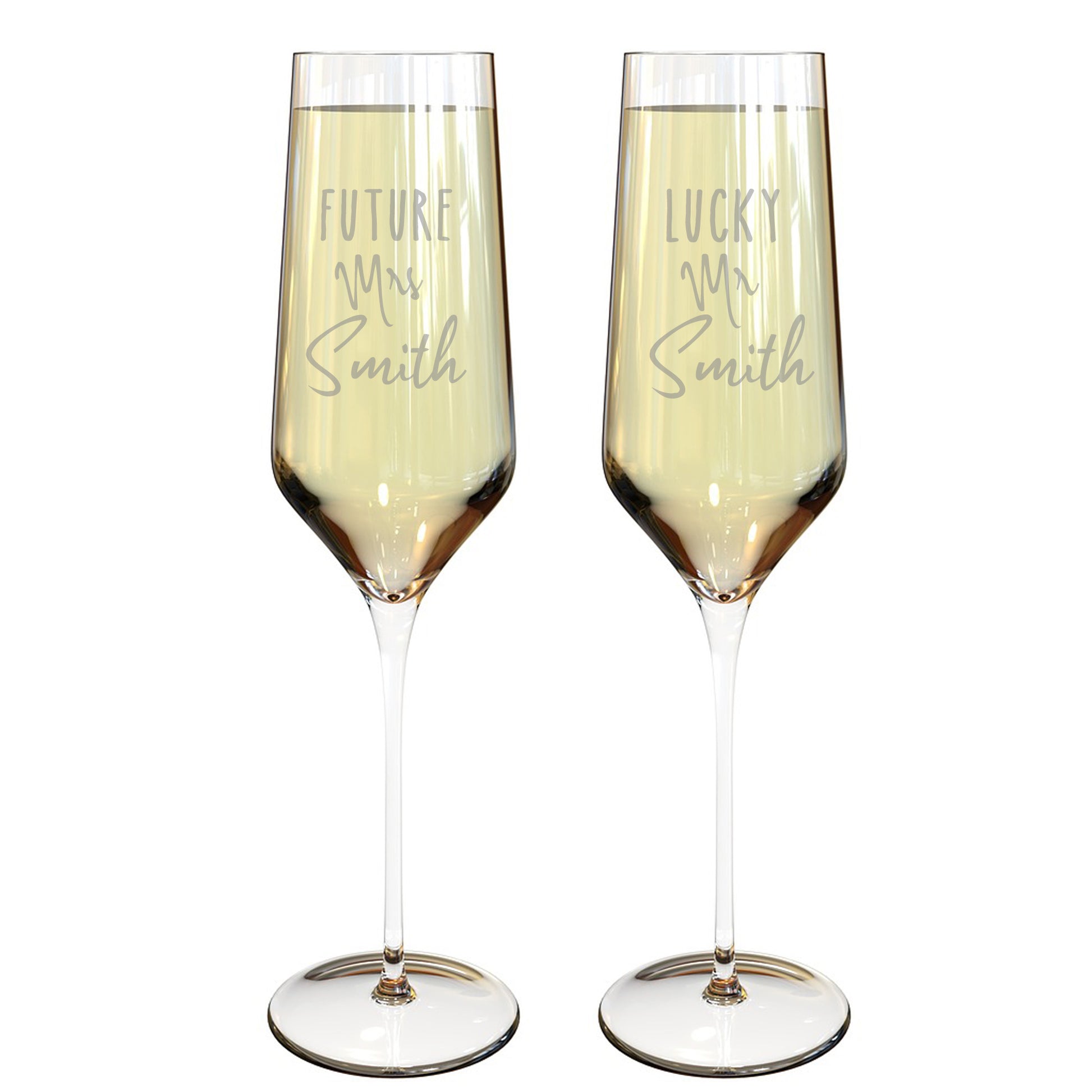 Personalised Engraved Future Mrs/Lucky Mr Champagne Glass Set  - Always Looking Good -   