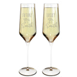 Personalised Engraved Future Mrs/Lucky Mr Champagne Glass Set  - Always Looking Good -   