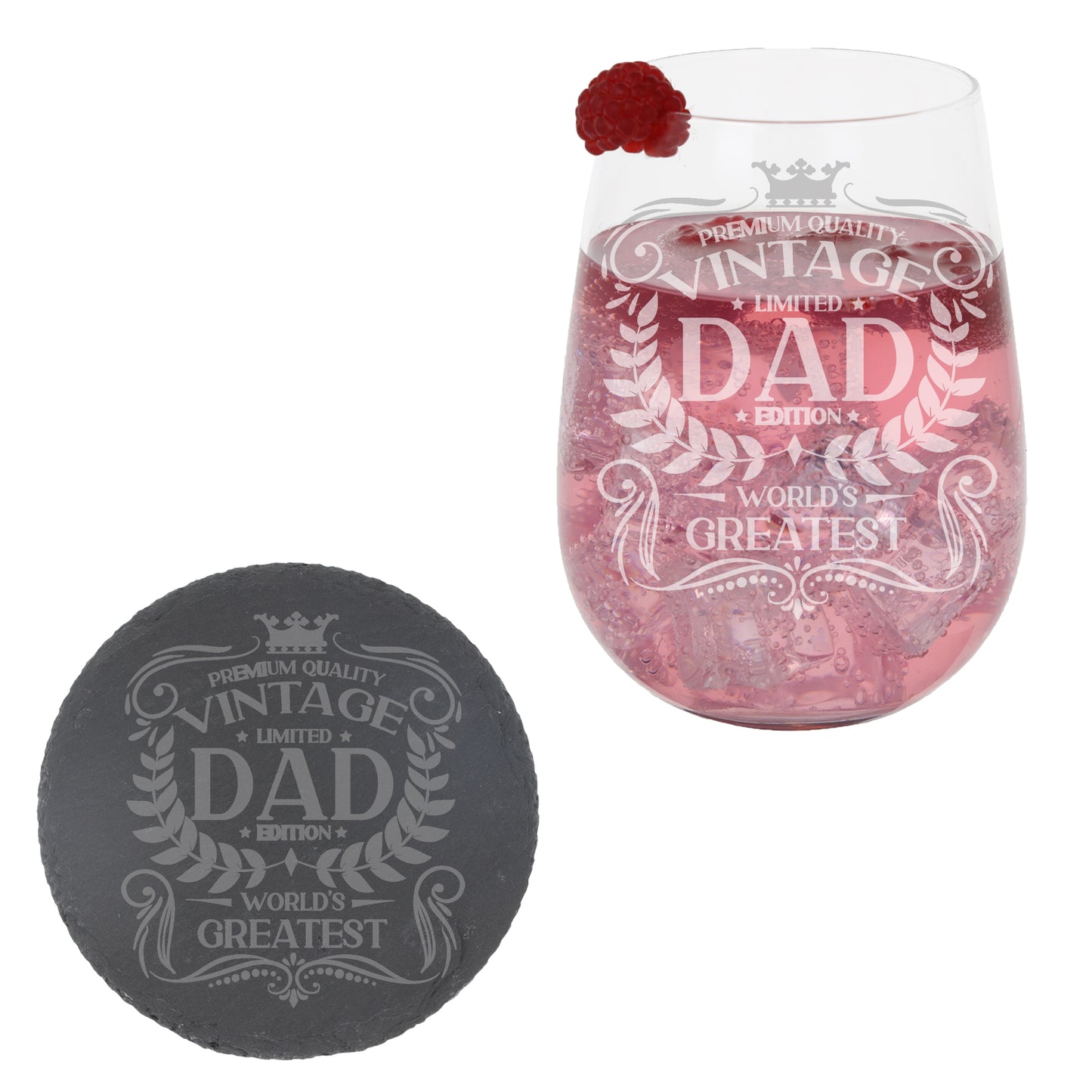 Vintage World's Greatest Dad Engraved Stemless Gin Glass Gift  - Always Looking Good -   