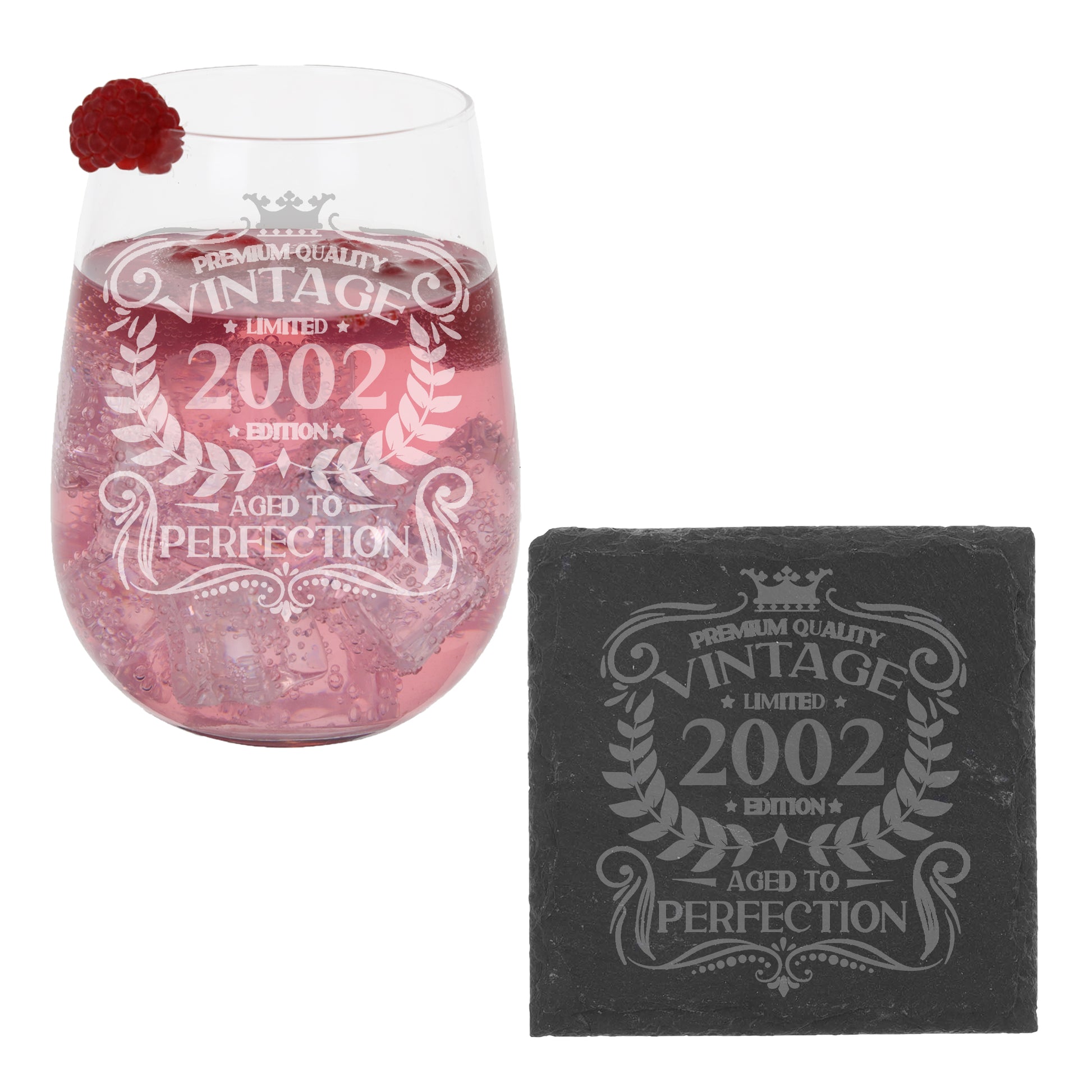 Vintage 2002 21st Birthday Engraved Stemless Gin Glass Gift  - Always Looking Good -   
