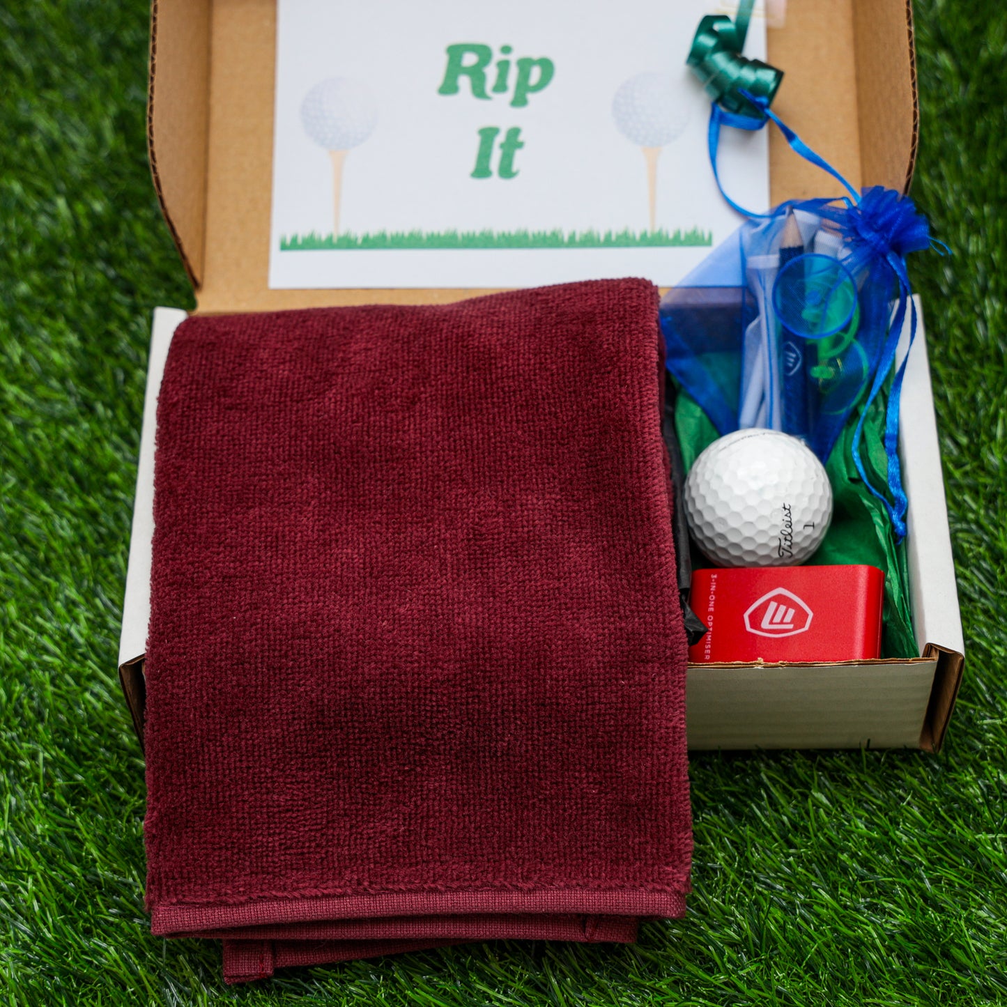 Personalised Tri Fold Golf Towel with Name Golfing Gift Box  - Always Looking Good - Wine Towel  