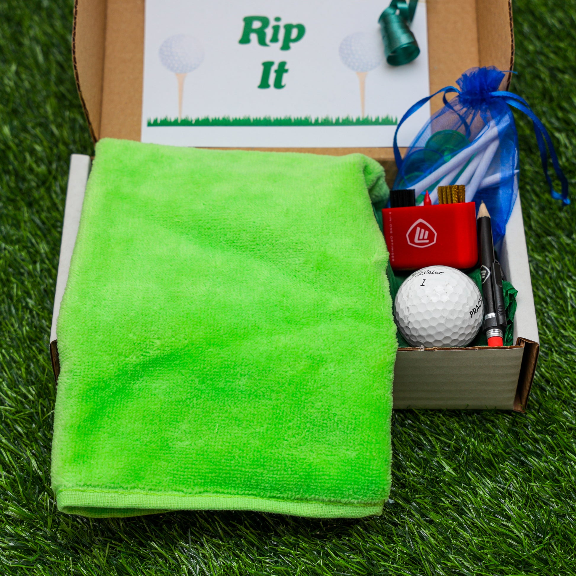 Personalised Tri Fold Golf Towel with Name Golfing Gift Box  - Always Looking Good - Lime Green  
