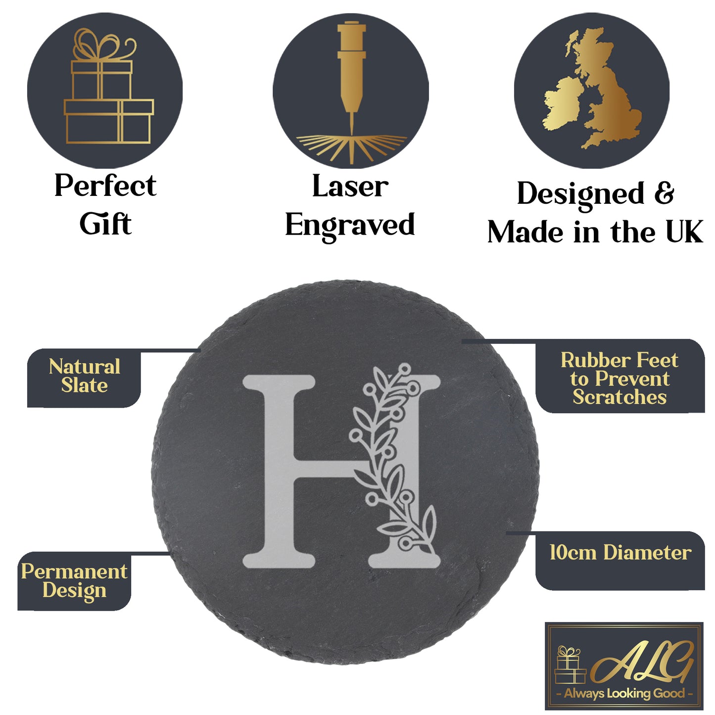Personalised Engraved Monogram Initial Design Whisky Glass and/or Coaster Gift  - Always Looking Good -   