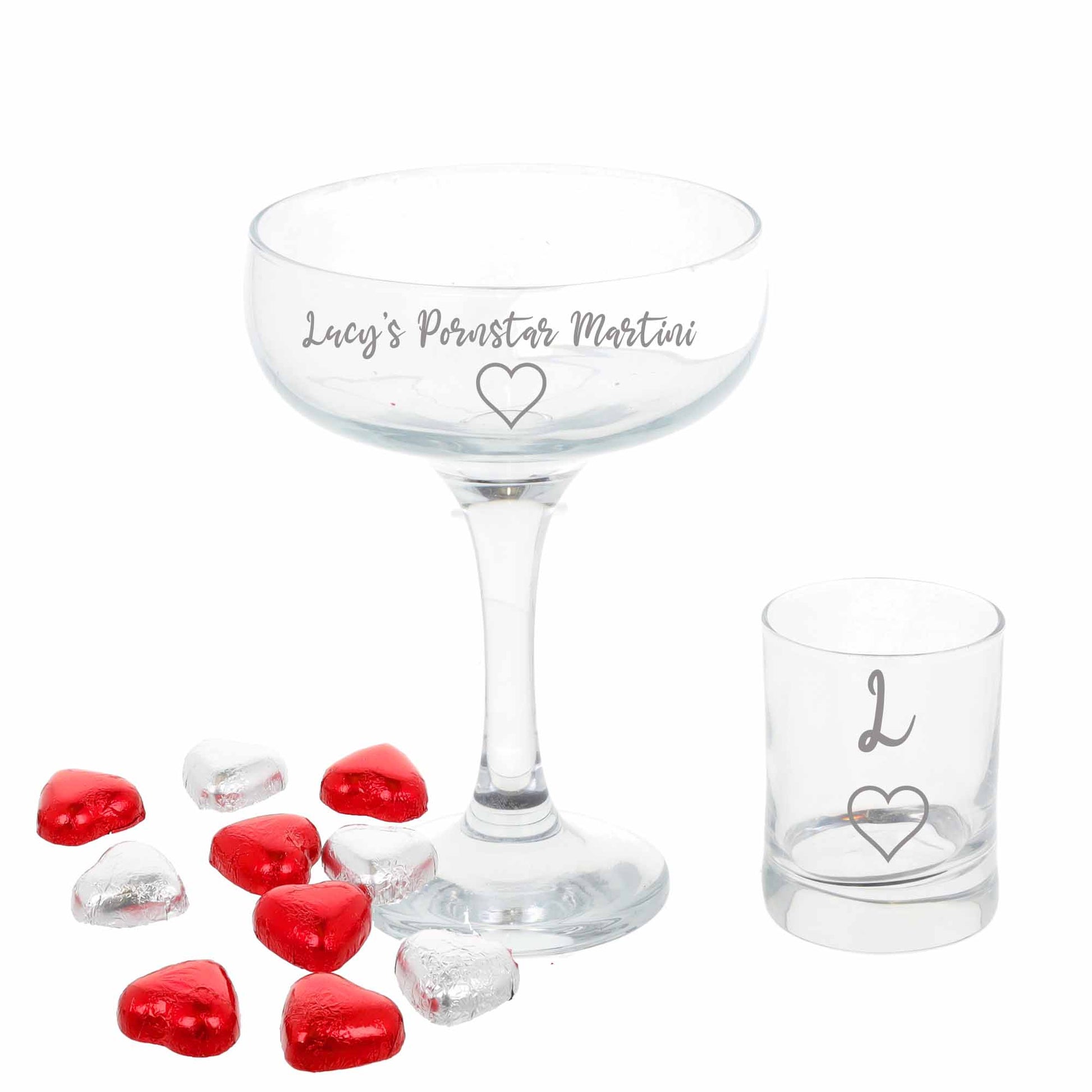 Engraved Personalised Pornstar Martini Cocktail Glass and Shot Glass Set  - Always Looking Good -   