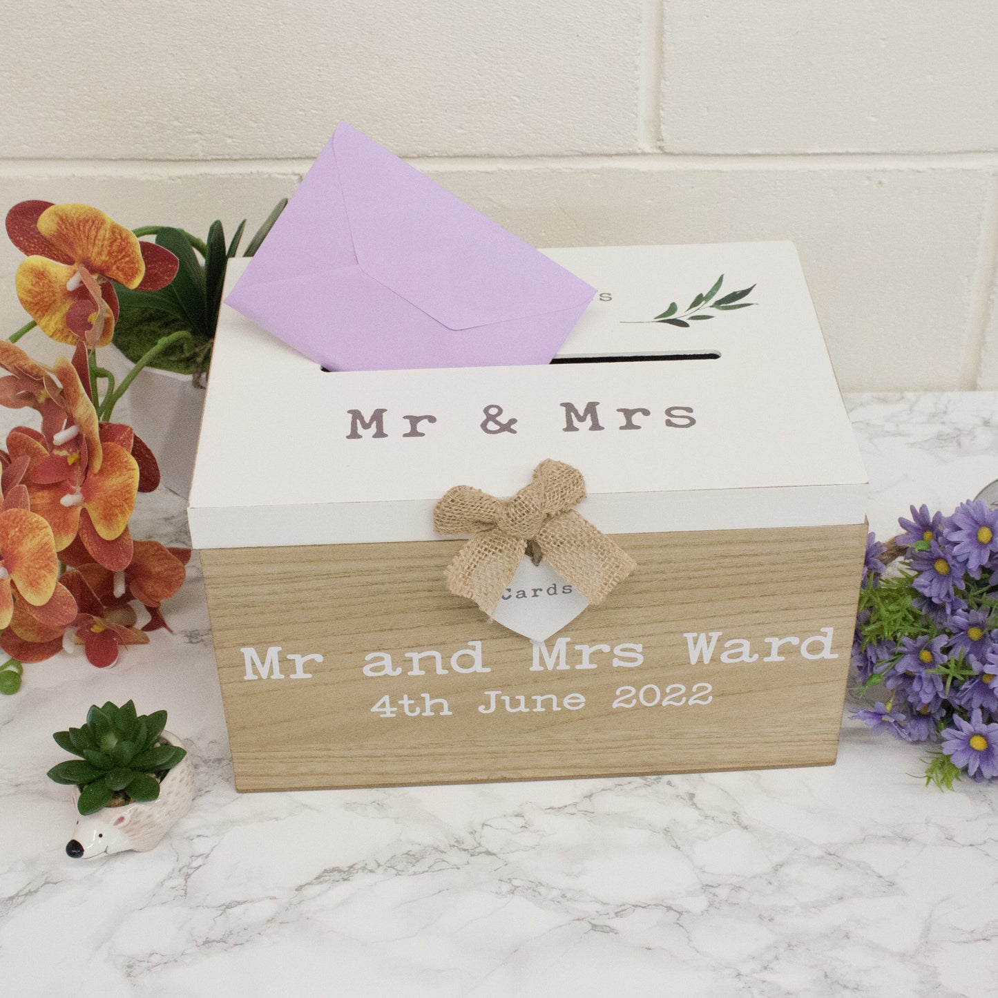 Personalised Wedding Card White & Wooden Memory Box MR & MRS  - Always Looking Good -   