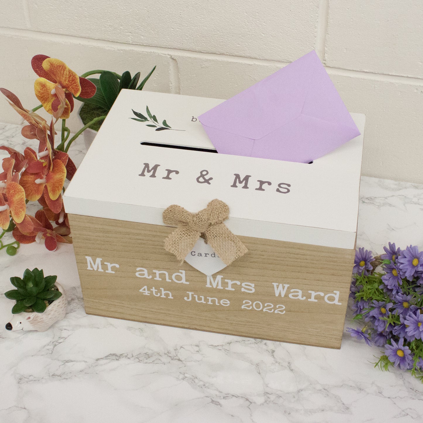 Personalised Wedding Card White & Wooden Memory Box  - Always Looking Good -   