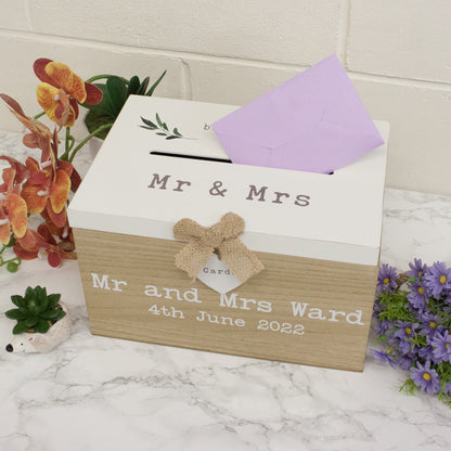 Personalised Wedding Card White & Wooden Memory Box MR & MRS  - Always Looking Good -   