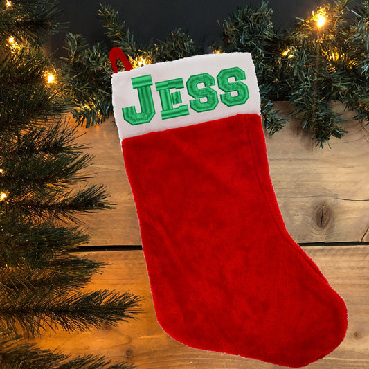 Extra Large Personalised Jumbo Plush Christmas Stocking Embroidered with Any Name  - Always Looking Good -   