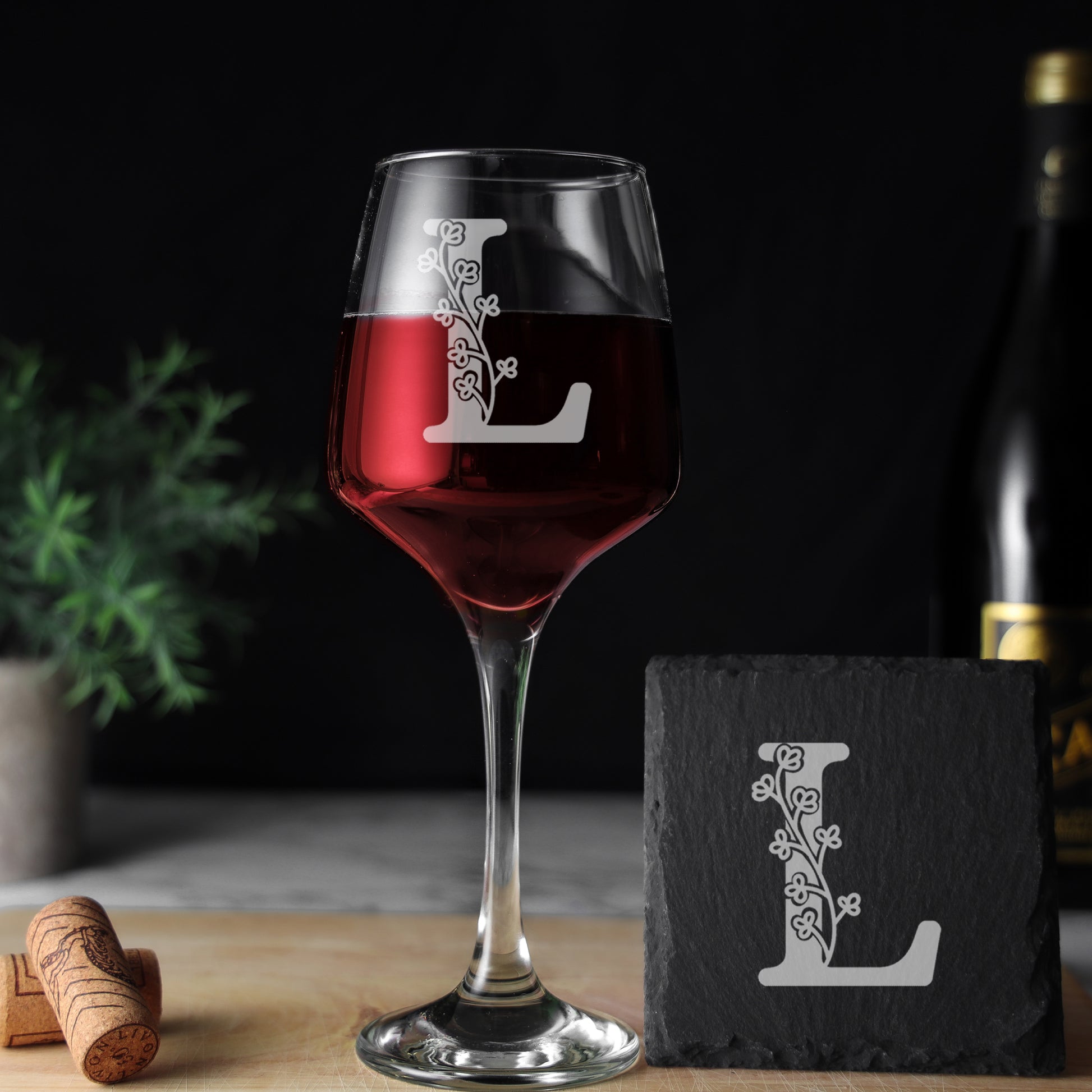 Personalised Engraved Monogram Initial Design Wine Glass and/or Coaster Gift  - Always Looking Good - Glass & Square Coaster  