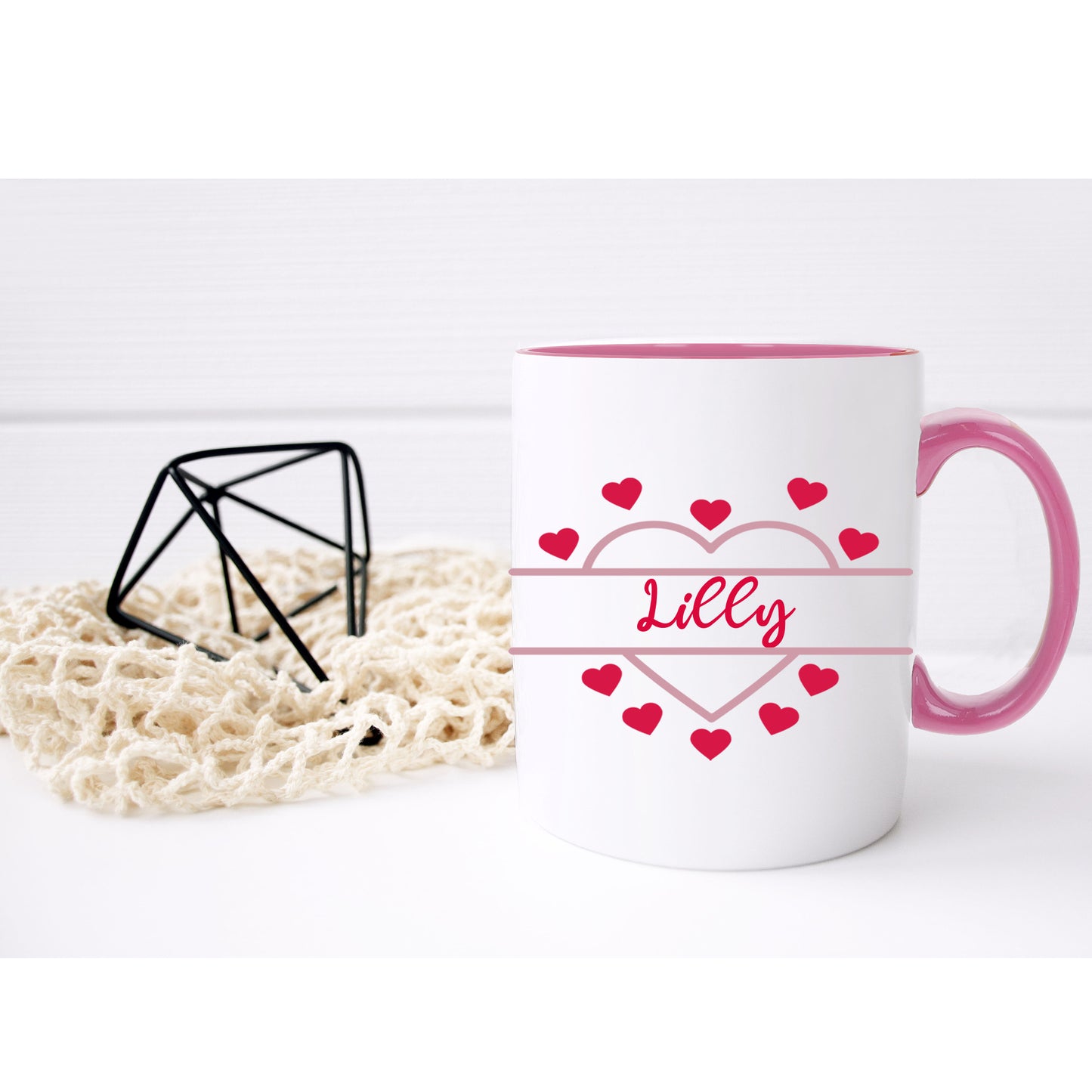 Personalised Pink Heart Design Mug and Coaster with Treats  - Always Looking Good -   