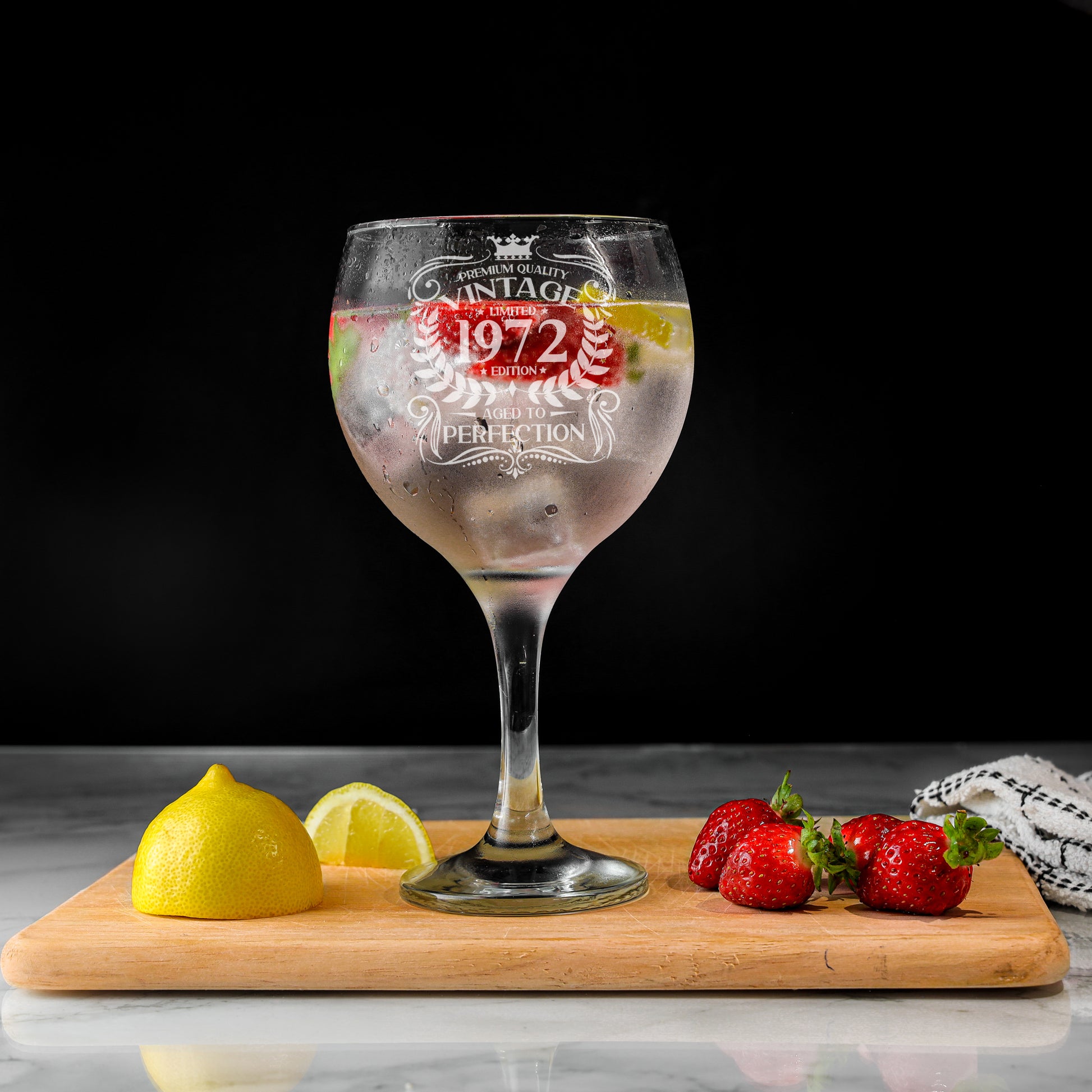 Milestone Birthday Gift - Vintage Engraved Personalised Gin Glass and/or Coaster Set   - Always Looking Good -   