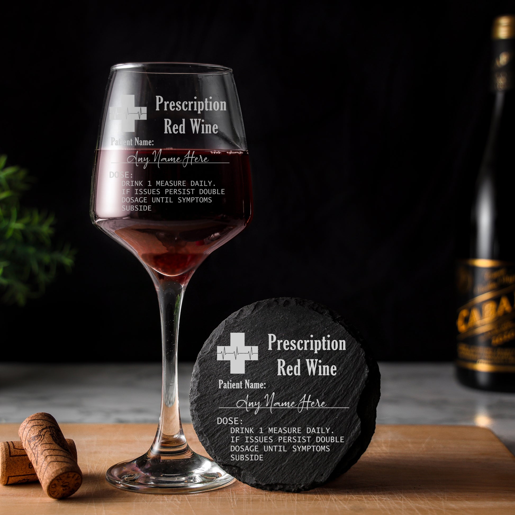 Personalised Engraved ANY GLASS ANY DRINK Prescription Design  - Always Looking Good - Large Wine Glass Round Coaster 