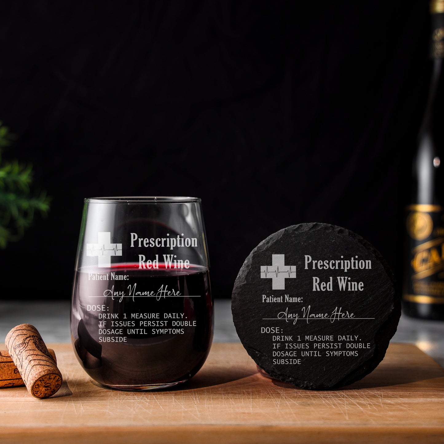 Personalised Engraved ANY GLASS ANY DRINK Prescription Design  - Always Looking Good - Stemless Glass Round Coaster 