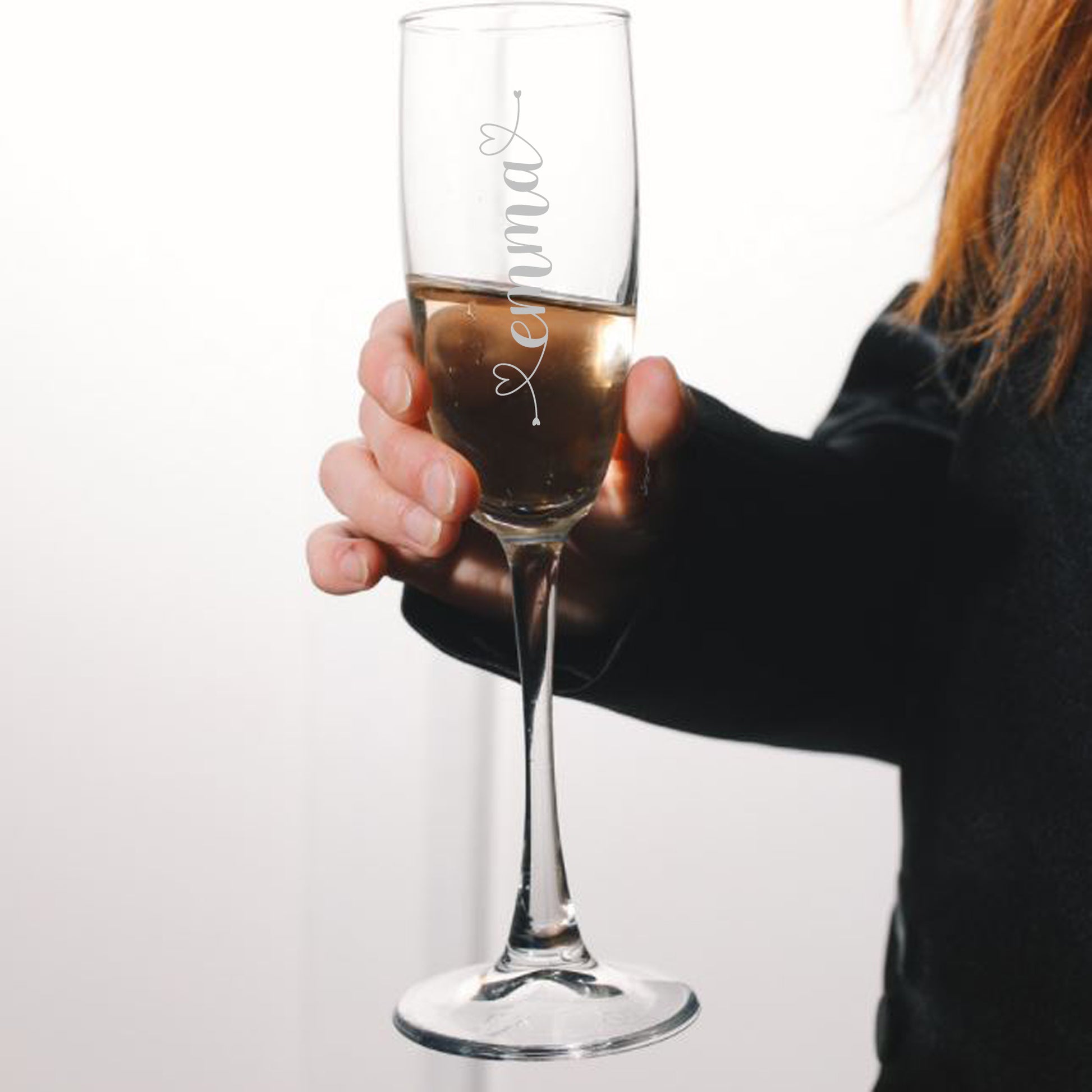Personalised Engraved Champagne Flute | Heart design with Name  - Always Looking Good -   