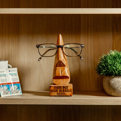 Face Engraved Wooden Glasses Stand Personalised with Name
  - Always Looking Good -   