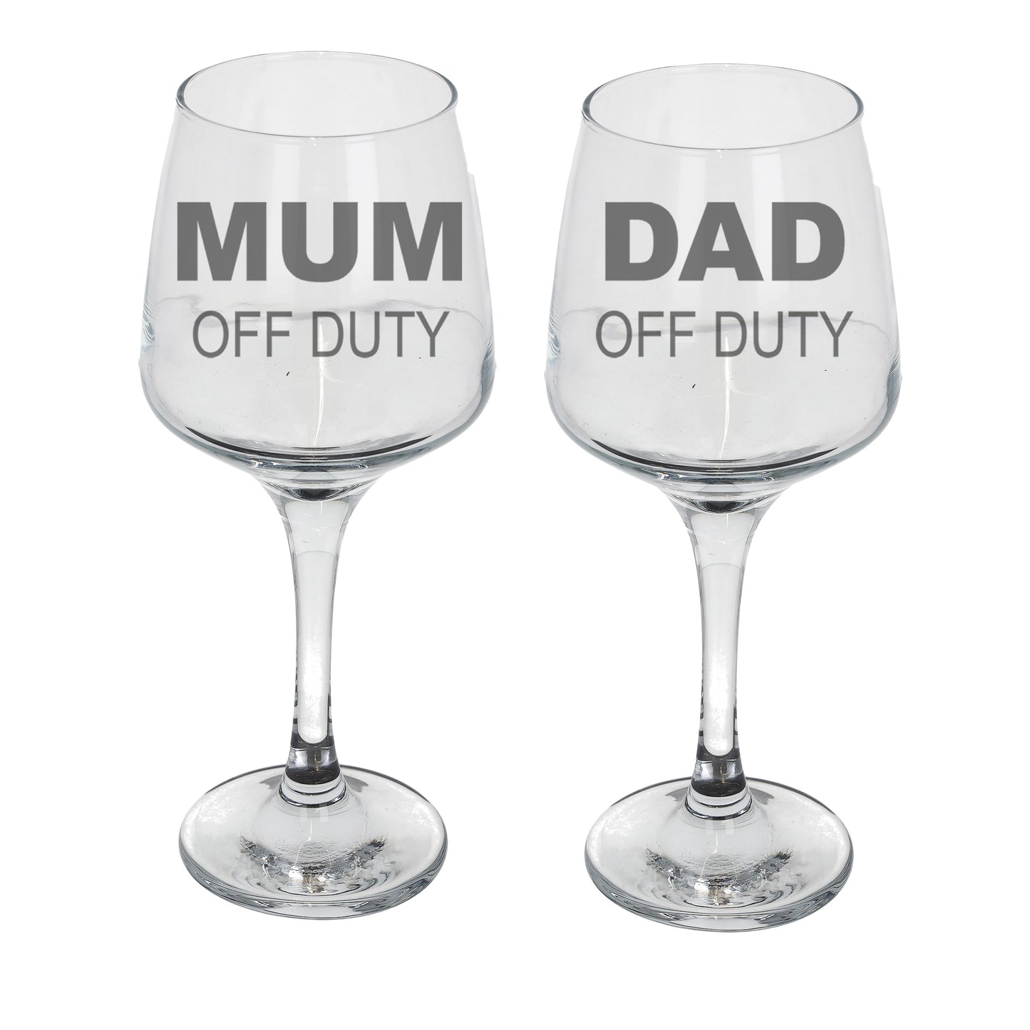 Engraved Matching "Mum and Dad Off Duty" Novelty Wine Glass and/or Coaster Set  - Always Looking Good -   