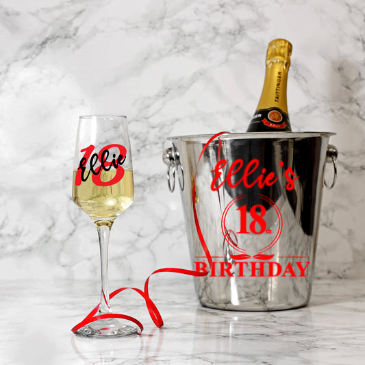 Personalised 18th Birthday Ice Bucket and Glass Gift with Name  - Always Looking Good -   