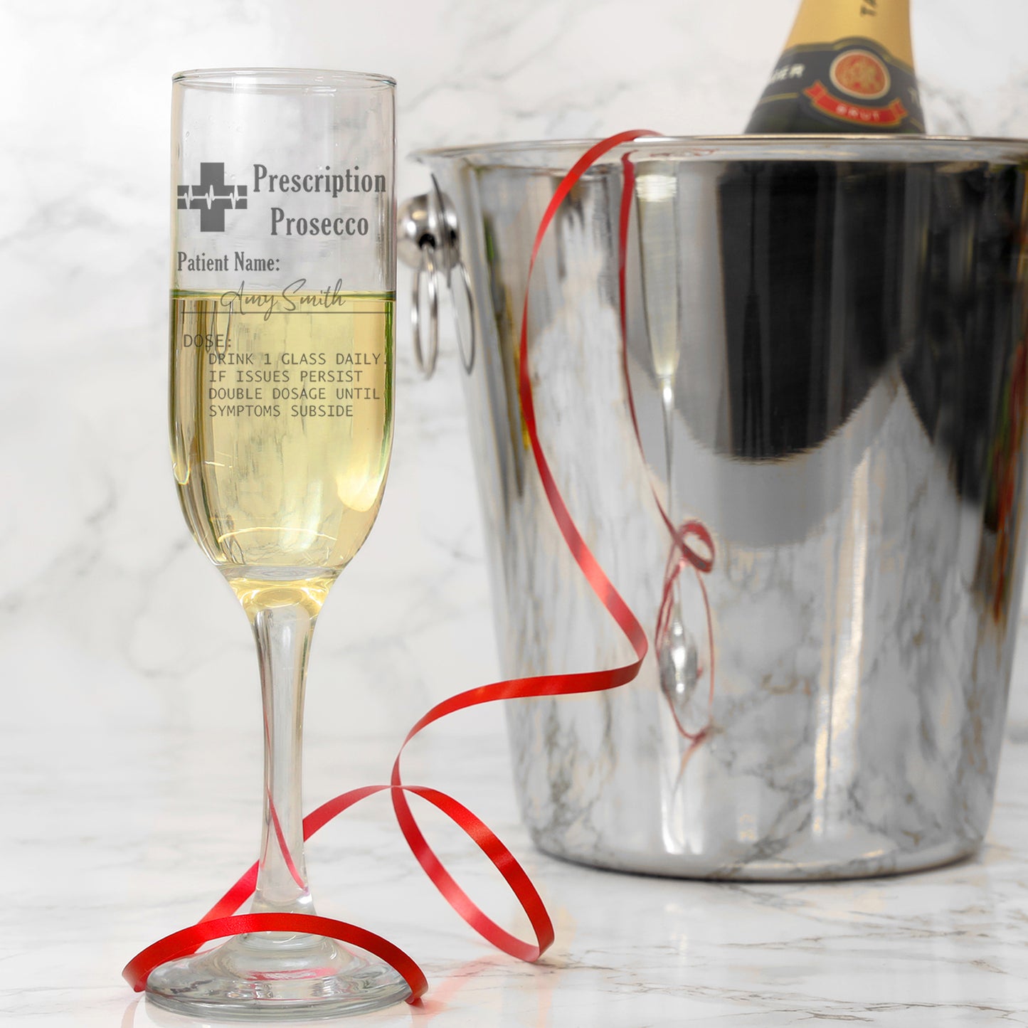 Personalised Engraved ANY GLASS ANY DRINK Prescription Design  - Always Looking Good - Champagne Flute No Coaster 