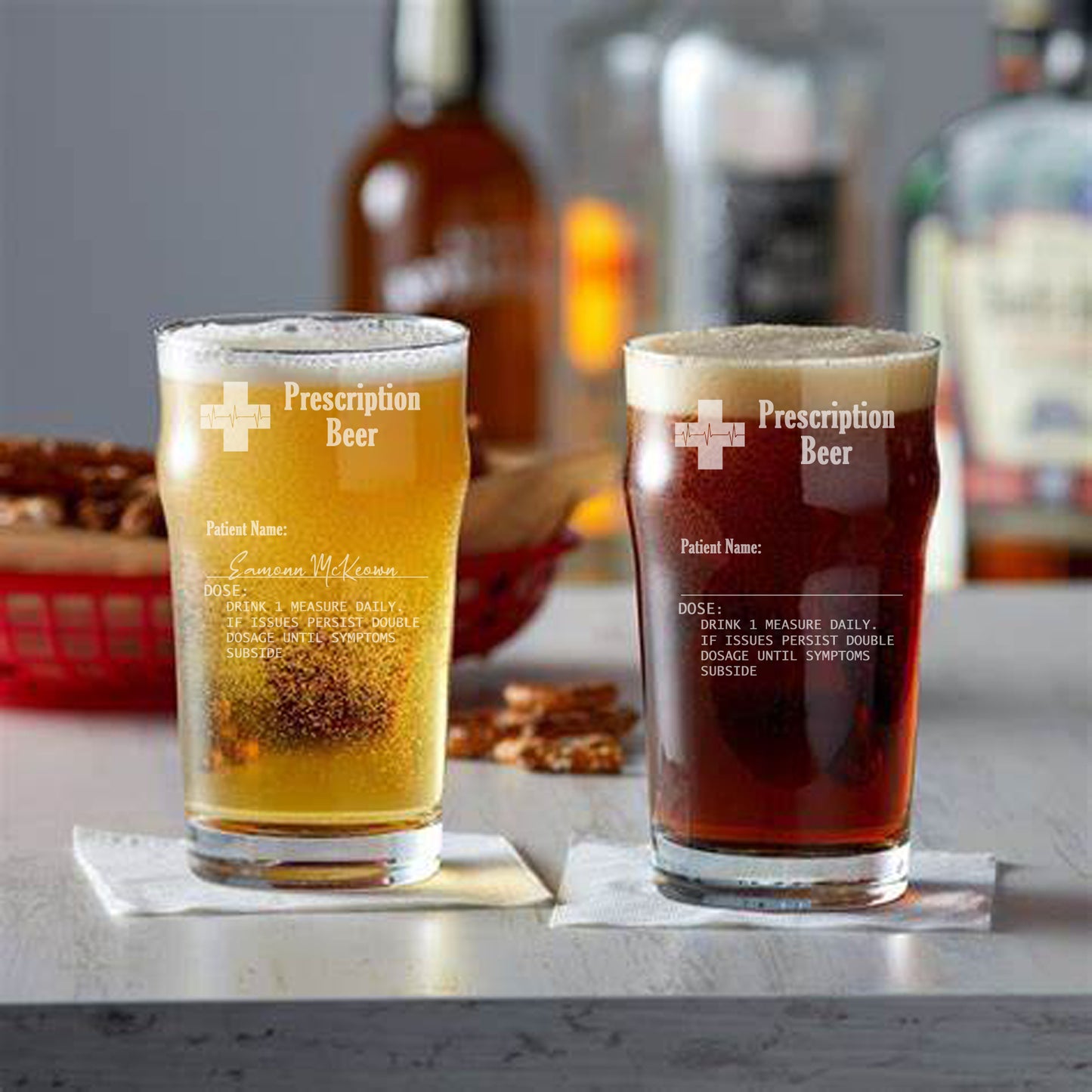 Personalised Engraved Prescription Beer Glass with any Name  - Always Looking Good -   