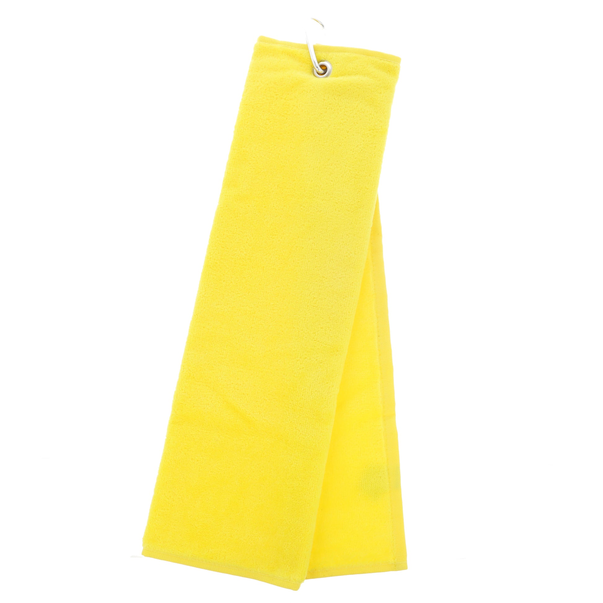 Personalised Embroidered Tri Fold TENNIS Towel Trifold with Carabiner Clip  - Always Looking Good - Yellow  