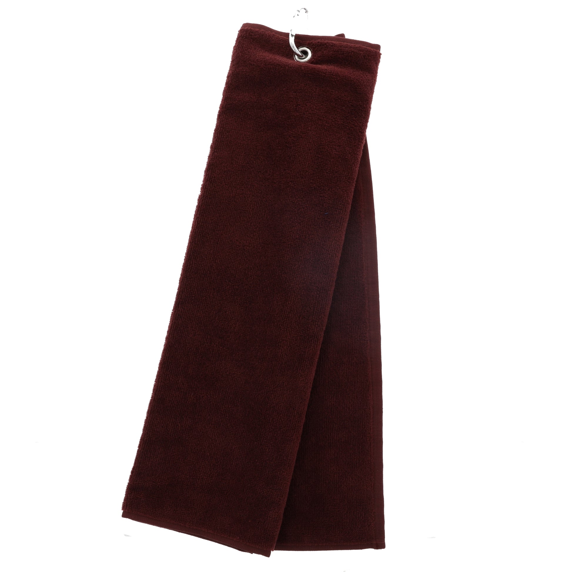 Personalised Embroidered Tri Fold TENNIS Towel Trifold with Carabiner Clip  - Always Looking Good - Burgundy (Wine)  
