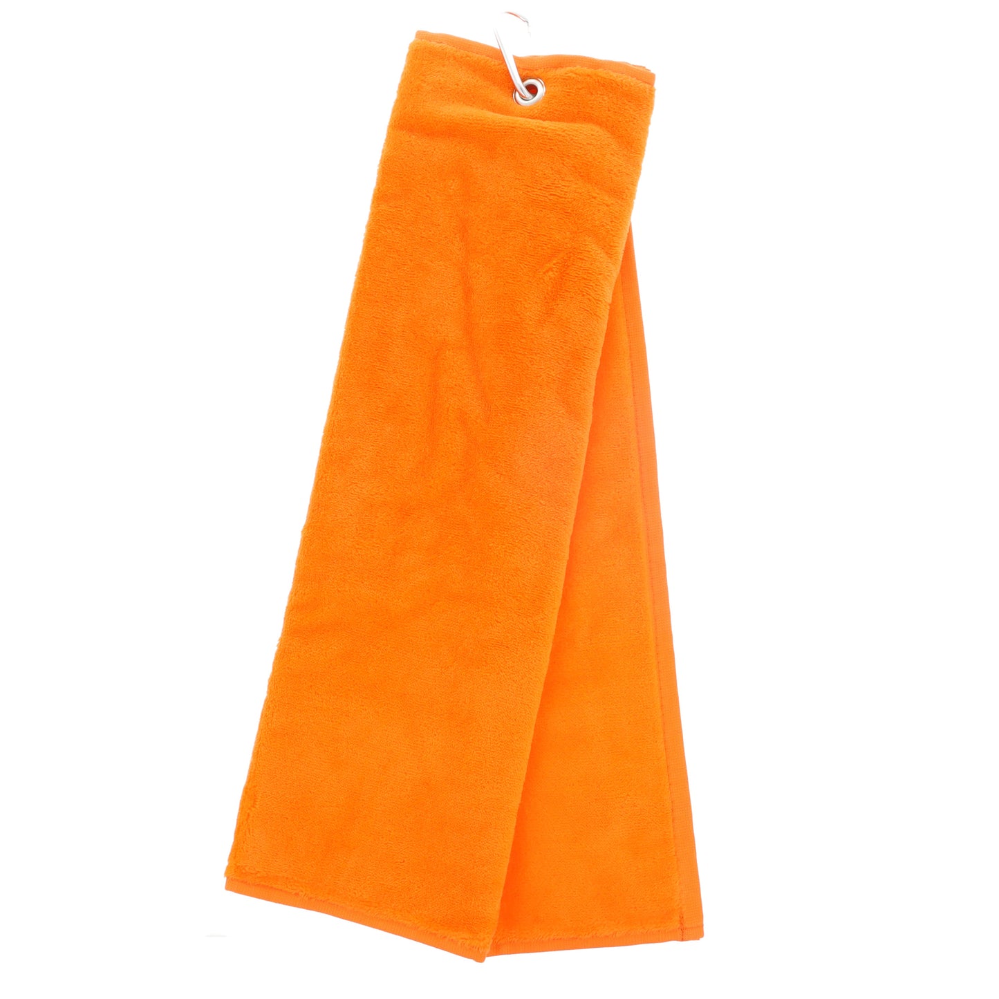 Personalised Embroidered Tri Fold GOLF Towel Trifold Towel with Carabiner Clip  - Always Looking Good - Orange  