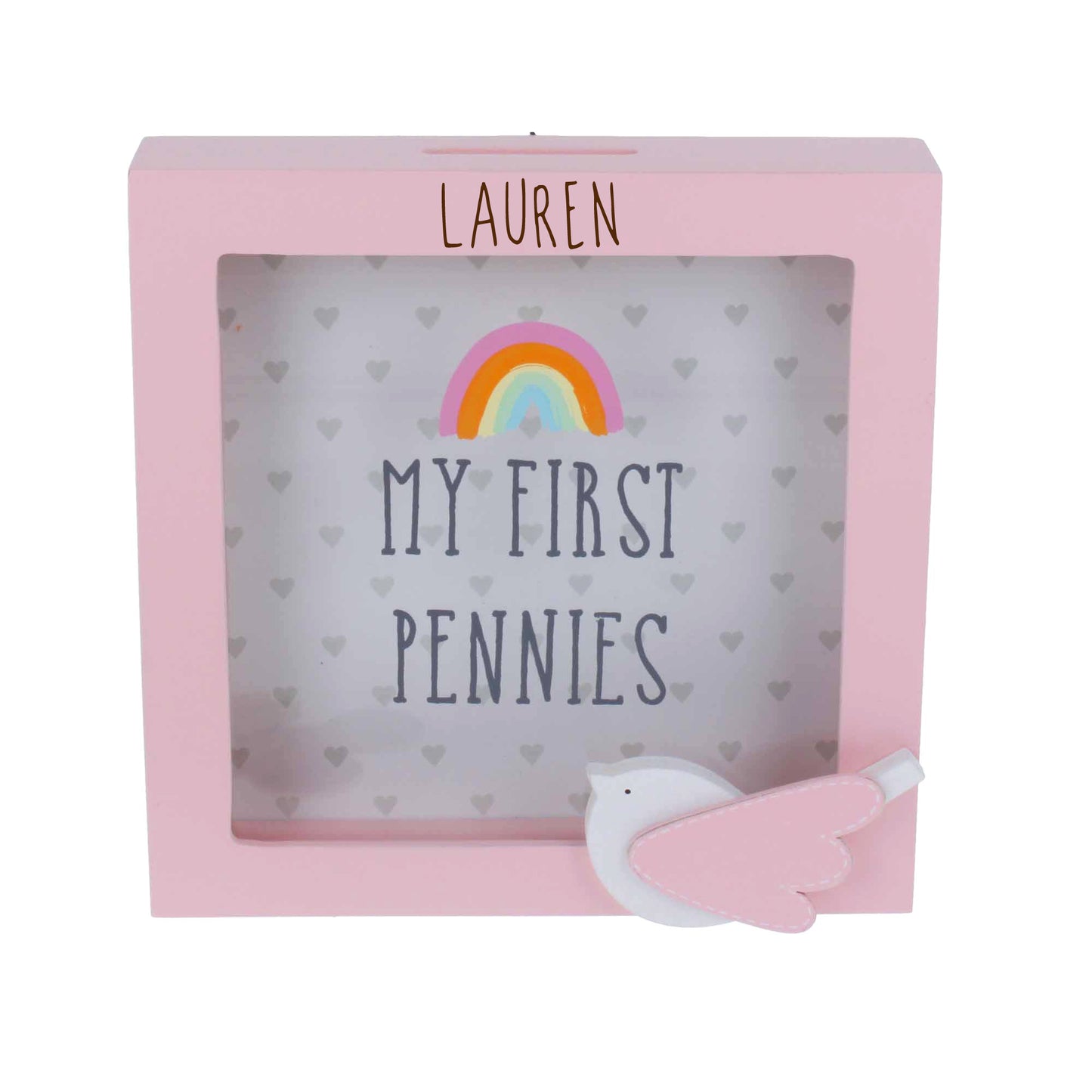 Personalised Engraved Pink Money Box Frame Piggy Bank New Baby Girl Gift  - Always Looking Good -   