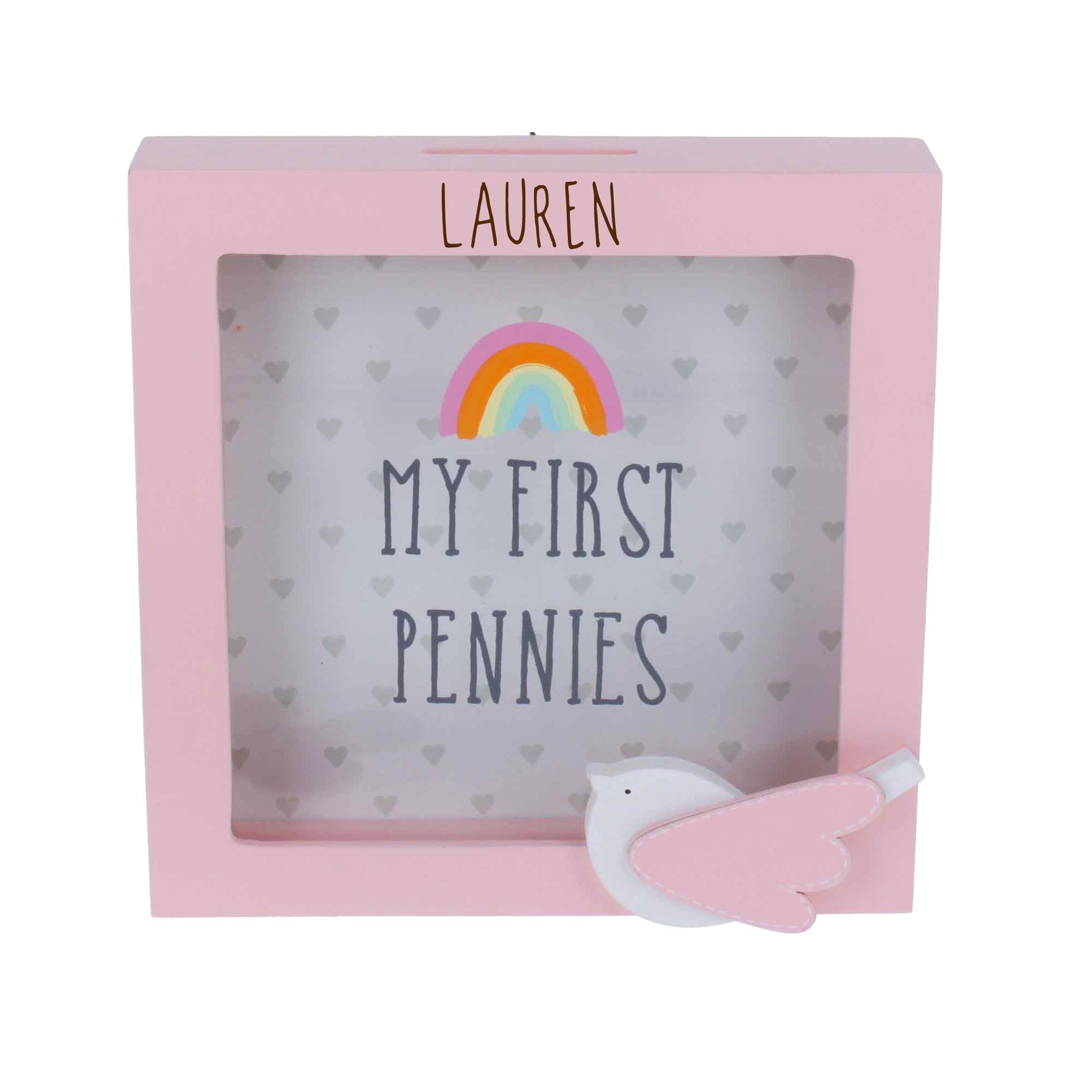 Personalised Engraved Pink Money Box Frame Piggy Bank New Baby Girl Gift  - Always Looking Good -   