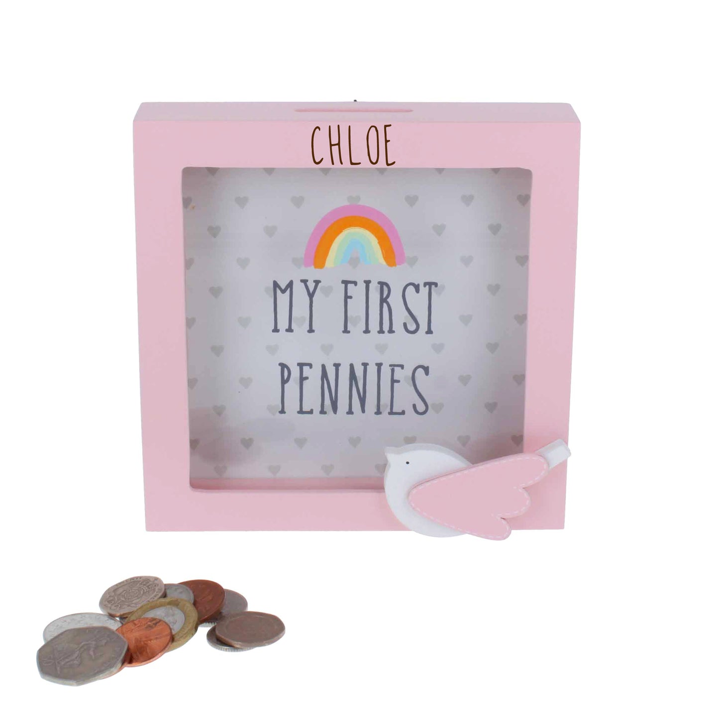 Personalised Engraved Pink Money Box Frame Piggy Bank New Baby Girl Gift  - Always Looking Good -   